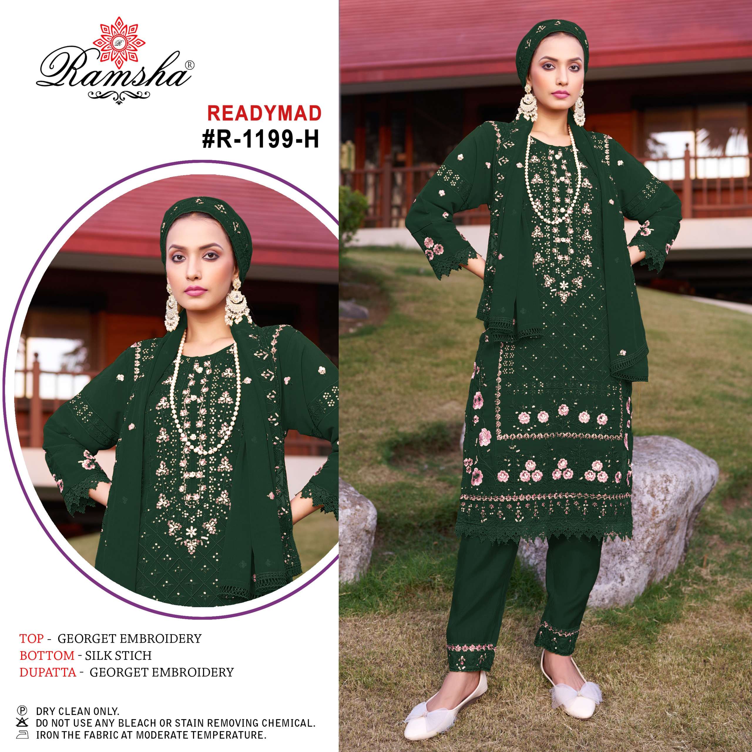 RAMSHA R 1199 EFGH GEORGETTE HEAVY EMBROIDERY DESIGNER SUIT