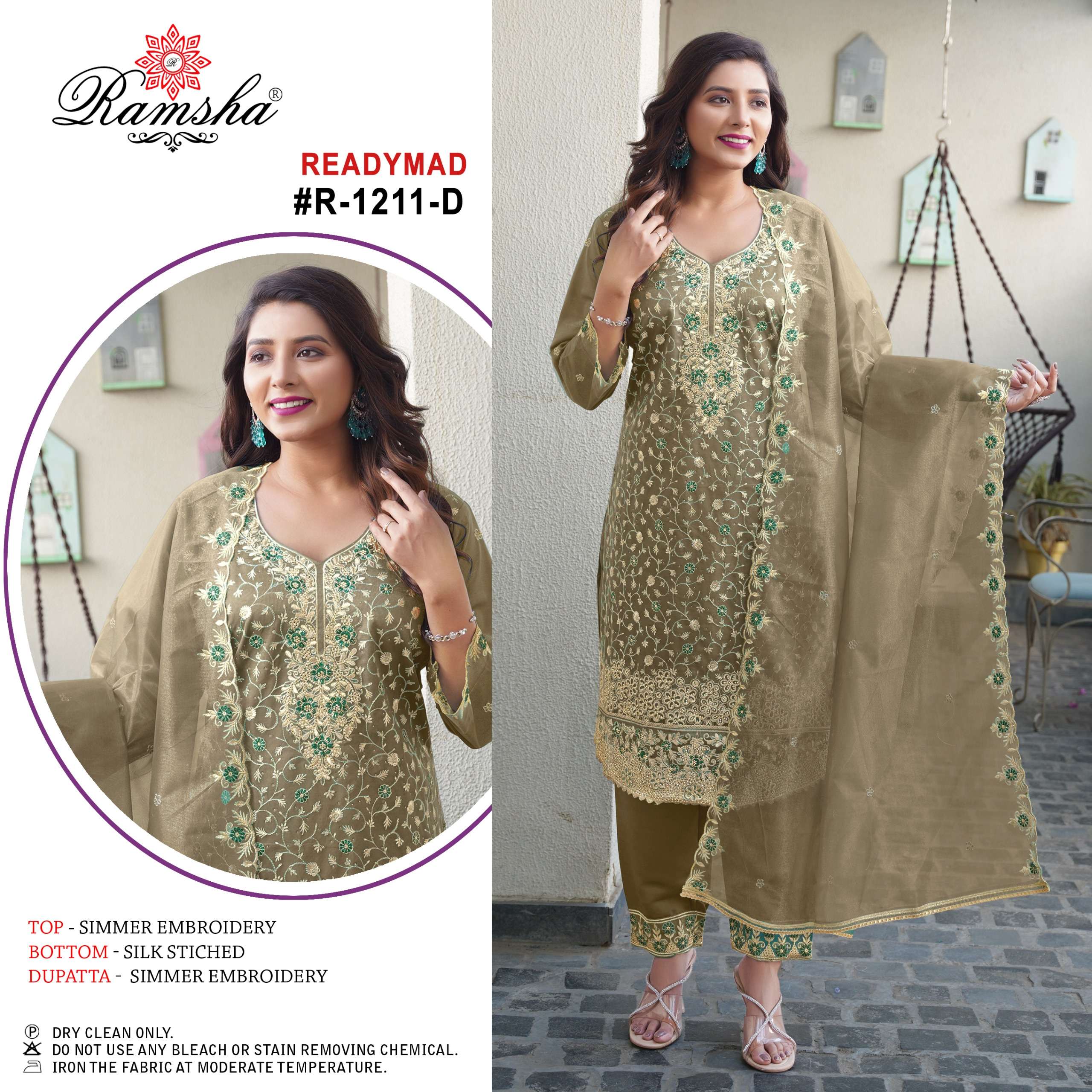 RAMSHA R 1211 EFGH SIMMER FABRIC EMBROIDERD PAKISTANI SUIT