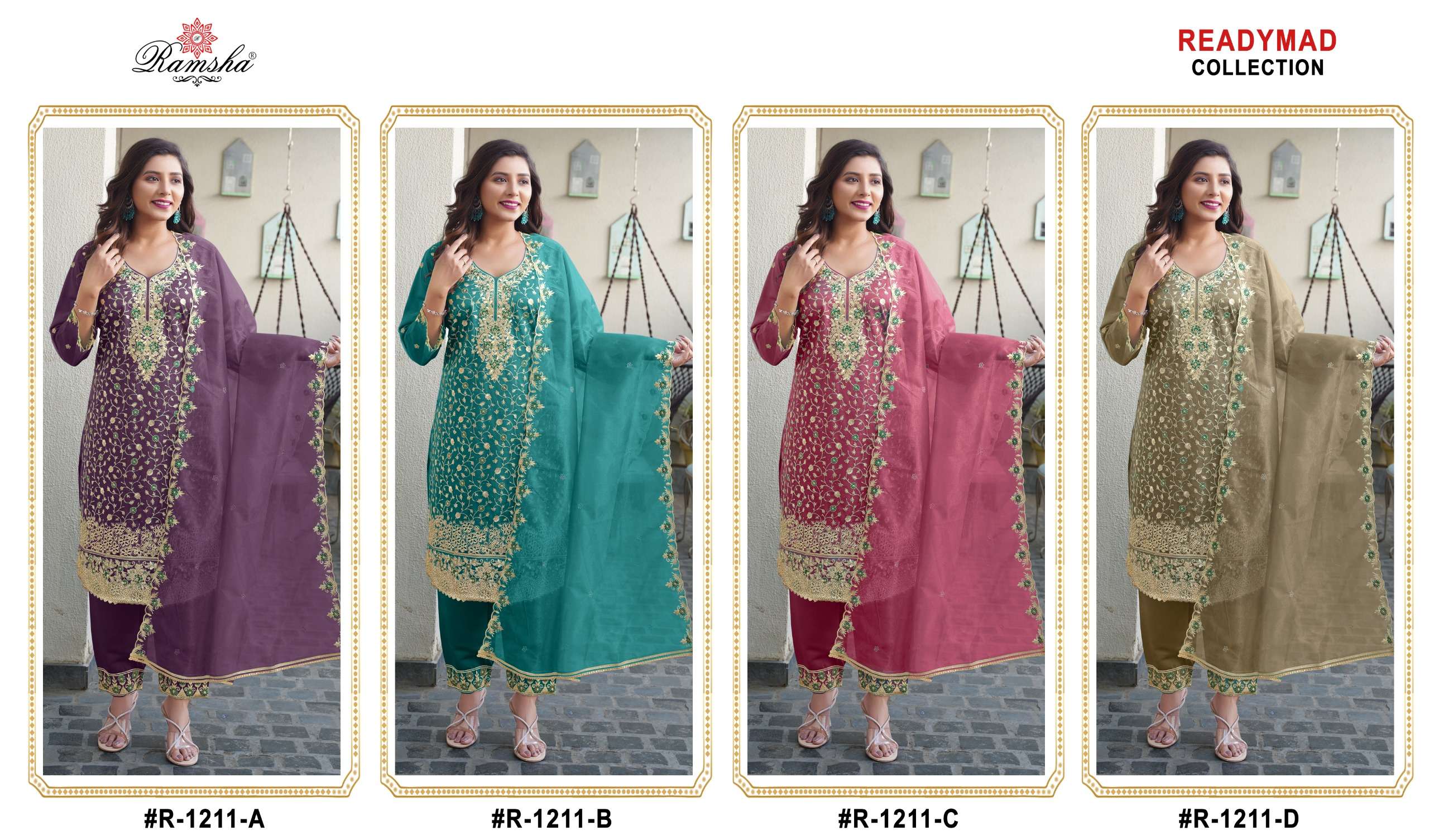 RAMSHA R 1211 SILK EMBROIDERY DESIGNER PAKISTANI SUIT