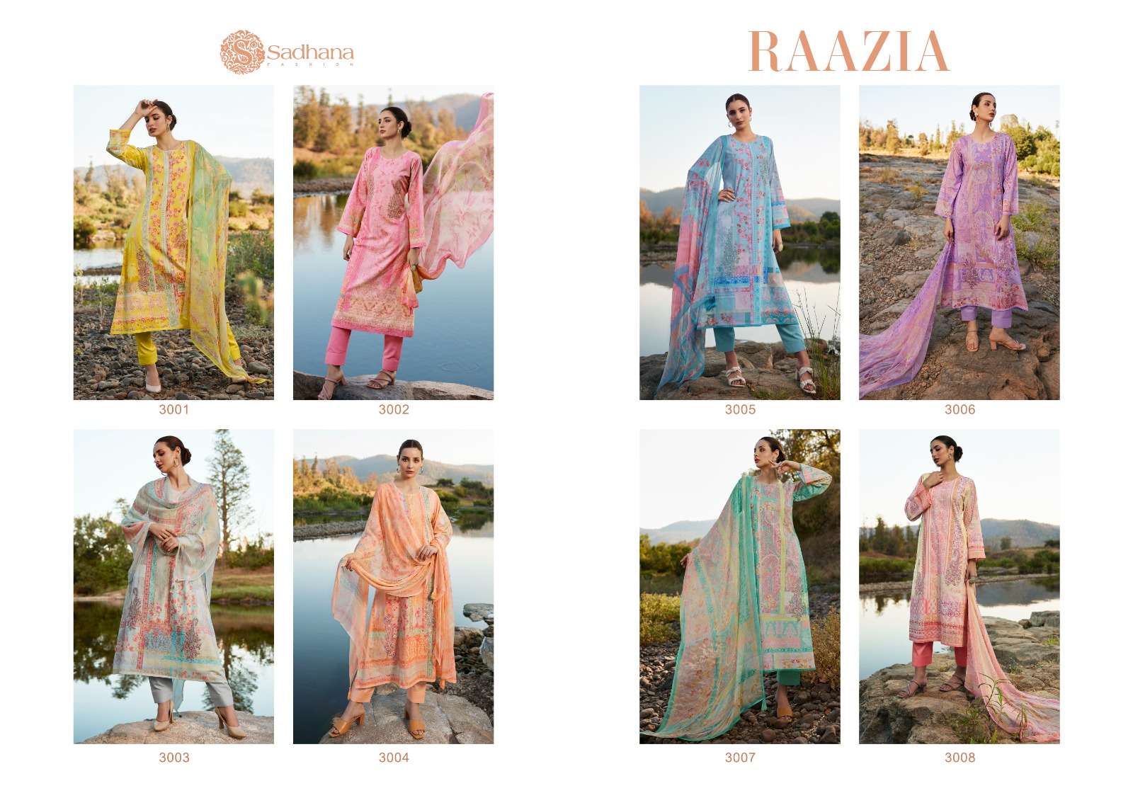 SADHANA FASHION RAAZIA LAWN COTTON DIGITAL PRINT WITH FANCY WORK SUIT
