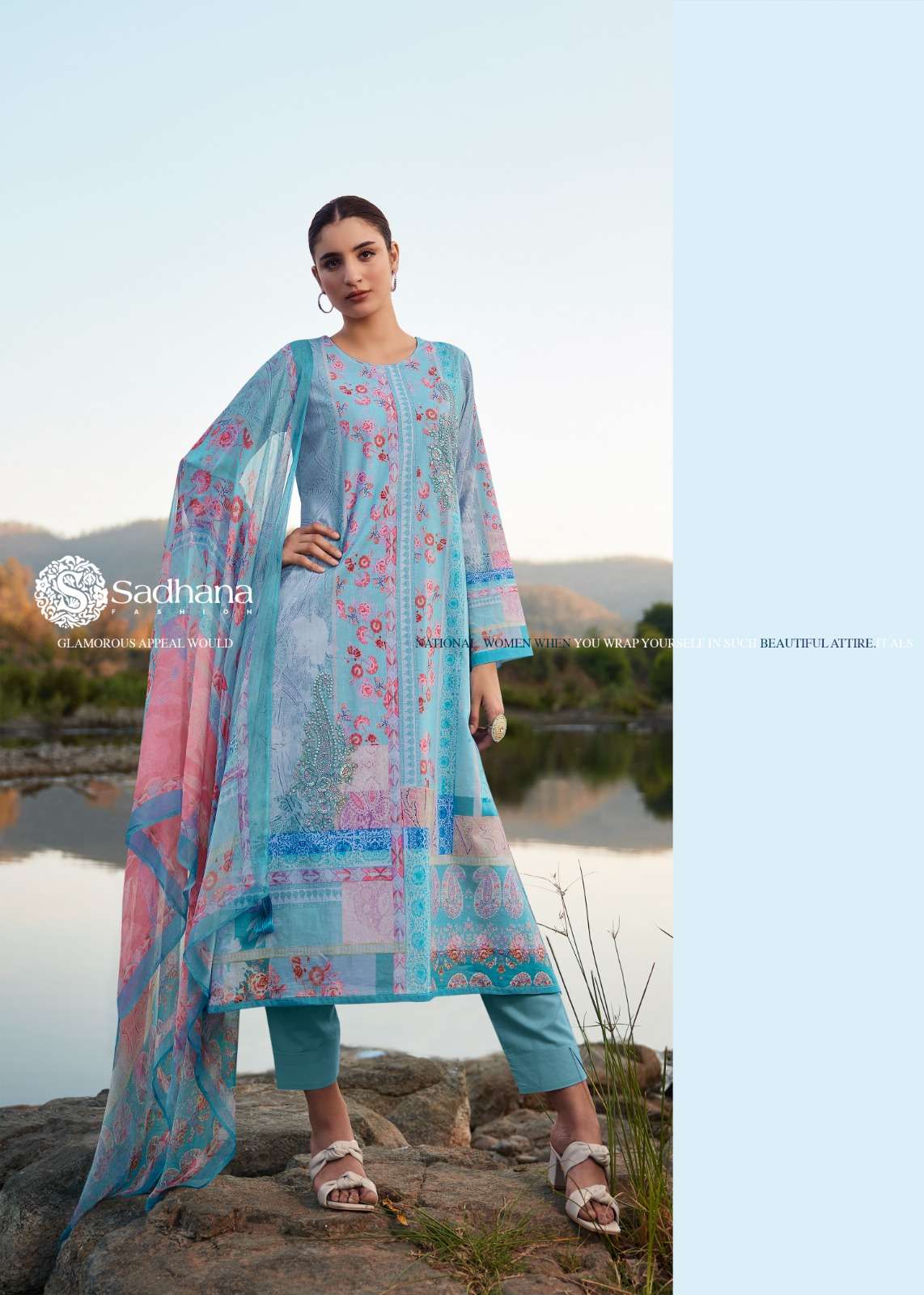SADHANA FASHION RAAZIA LAWN COTTON DIGITAL PRINT WITH FANCY WORK SUIT