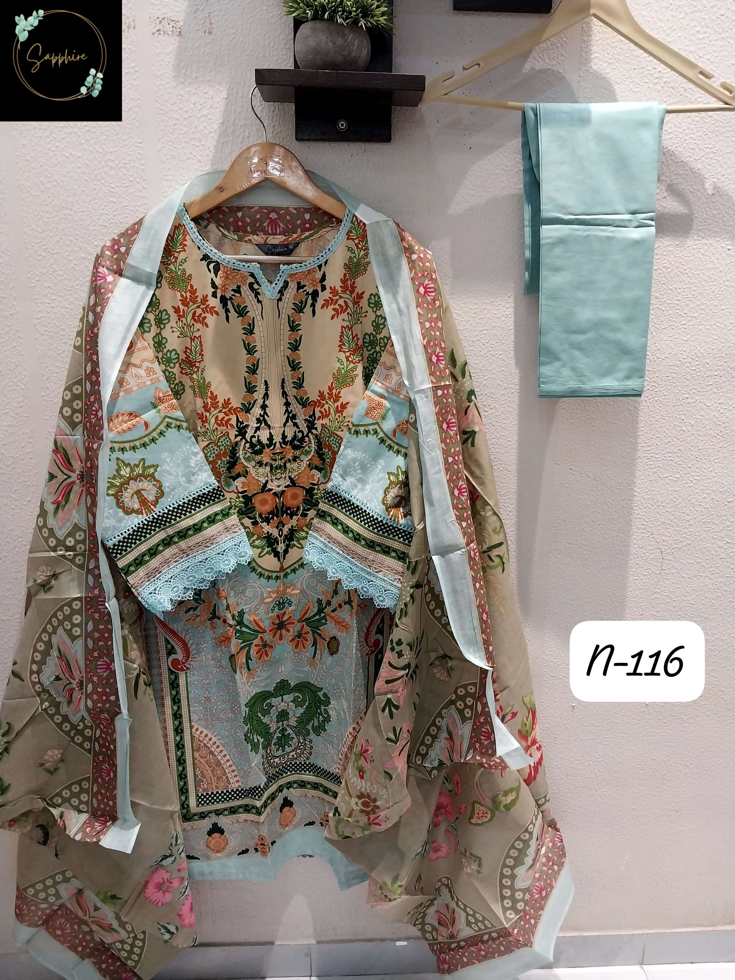 SAPPHIRE AGHA NOORAIN N 116 LAWN COTTON READY MADE SUIT
