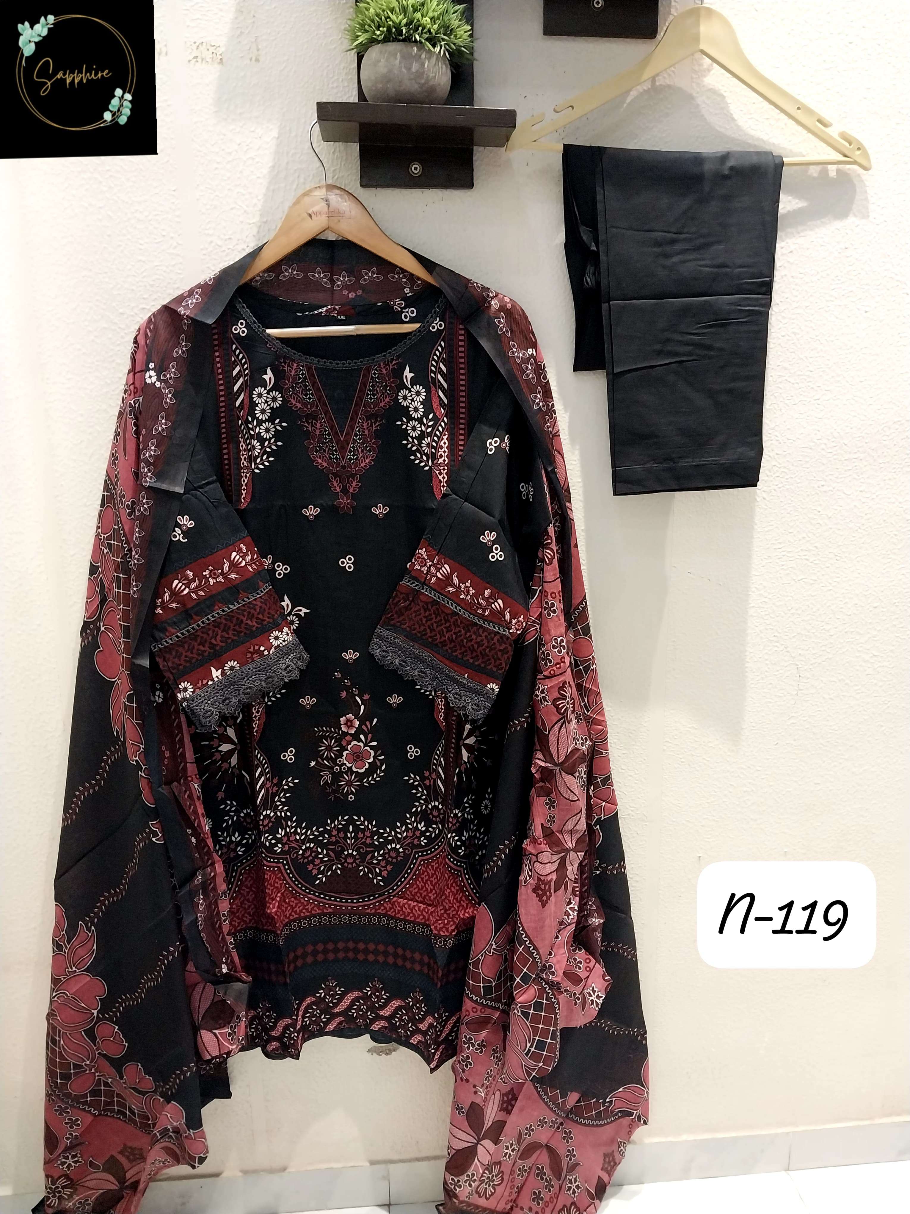 SAPPHIRE AGHA NOORAIN N 119  LAWN COTTON FANCY DESIGNER PAKISTANI SUIT