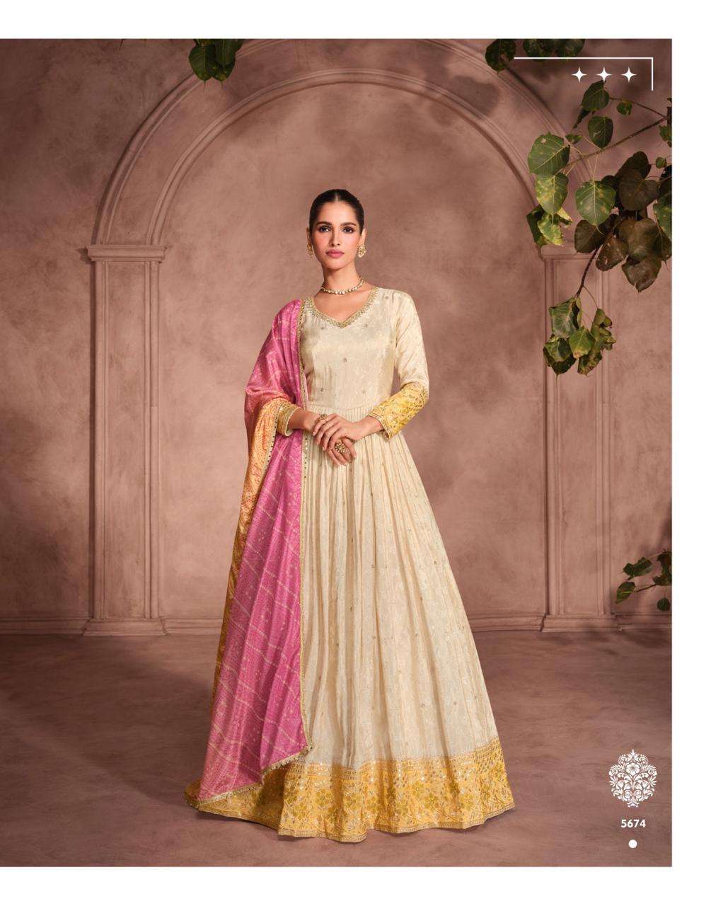 SAYURI DESIGNER GUNJAN SILK JACQUARD DESIGNER PARTY WEAR GOWN DRESS