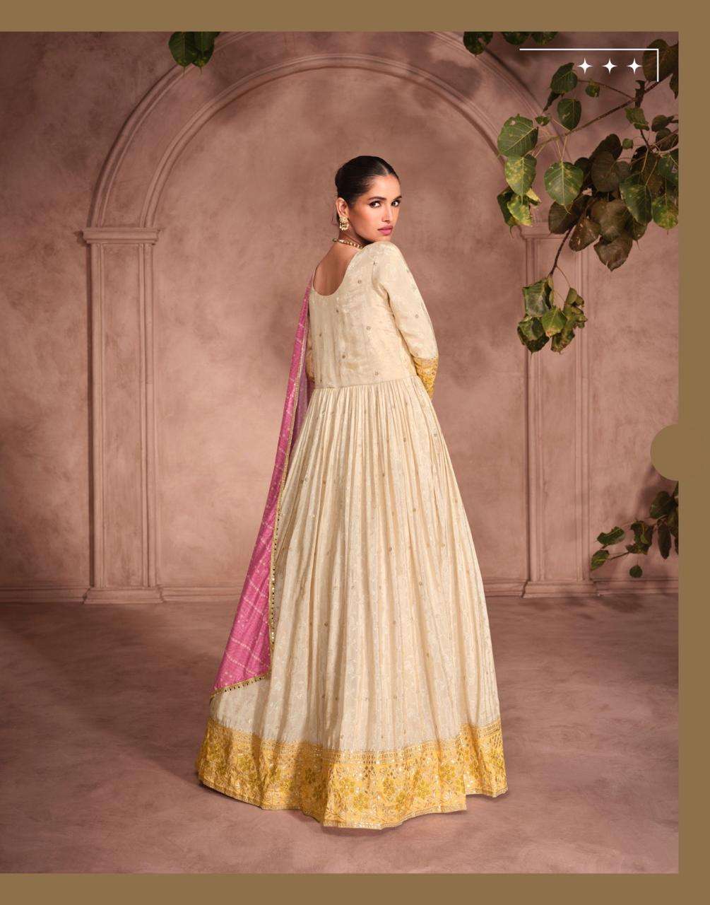SAYURI DESIGNER GUNJAN SILK JACQUARD DESIGNER PARTY WEAR GOWN DRESS