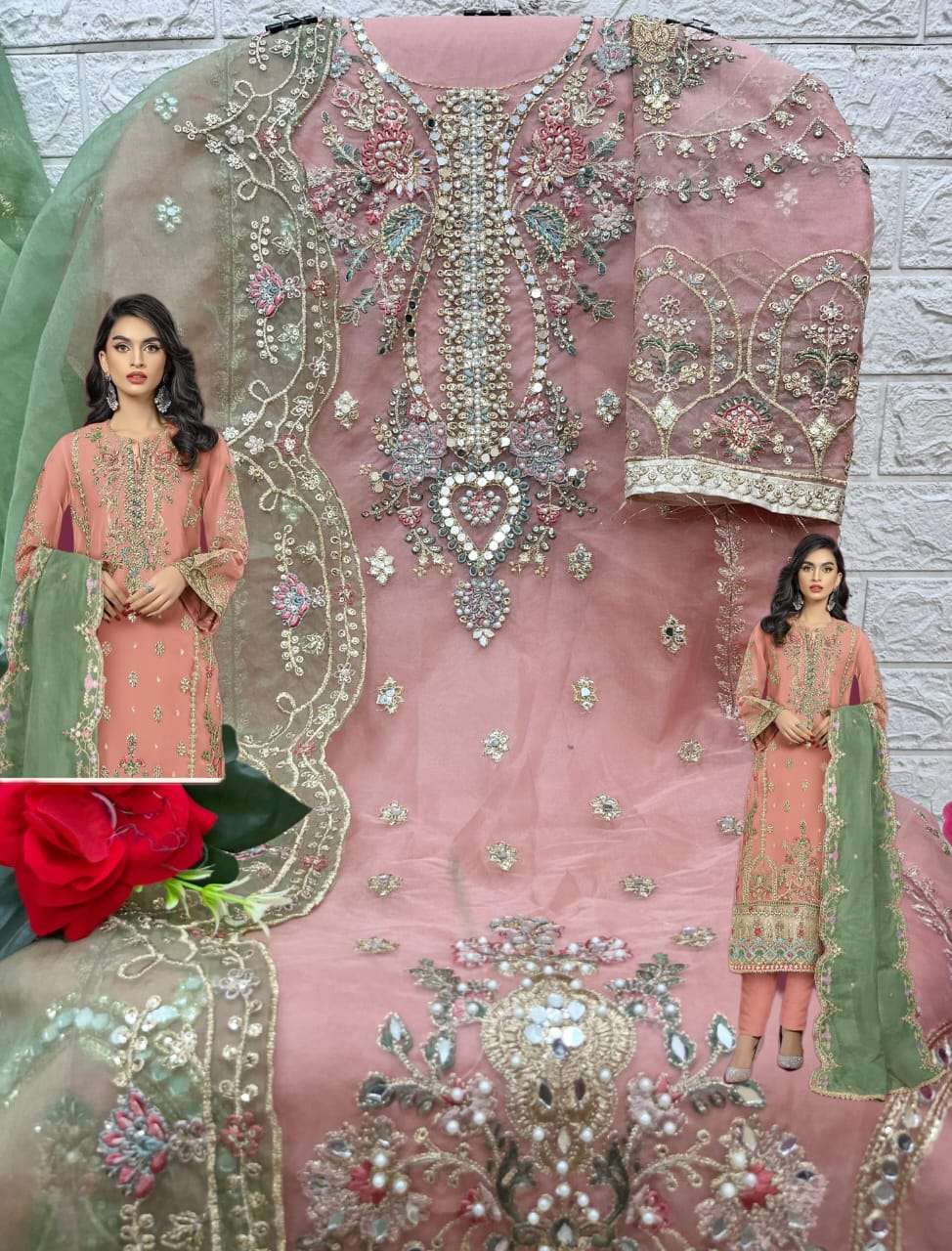SHREE FAB DESIGN NO - 5071 ORGANZA SILK HEAVY EMBROIDERED PARTY WEAR SUIT