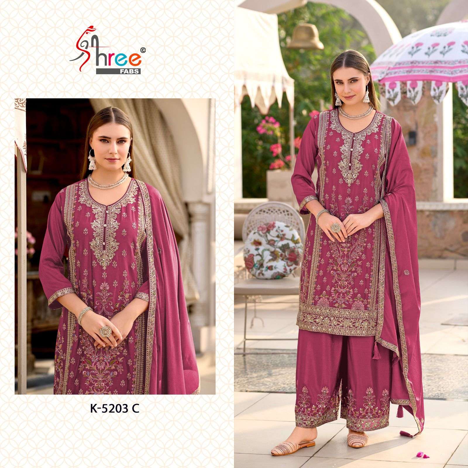 SHREE FABS K 5203 HEAVY EMBROIDERED DESIGNER SUIT