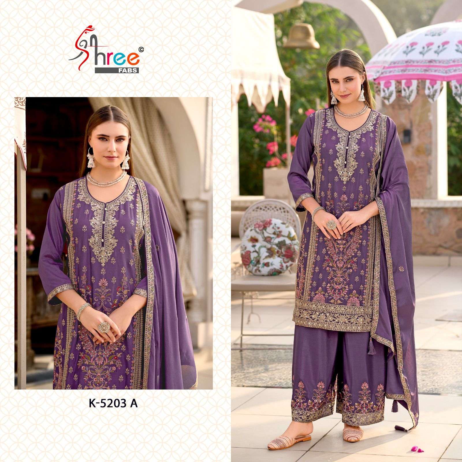 SHREE FABS K 5203 HEAVY EMBROIDERED DESIGNER SUIT