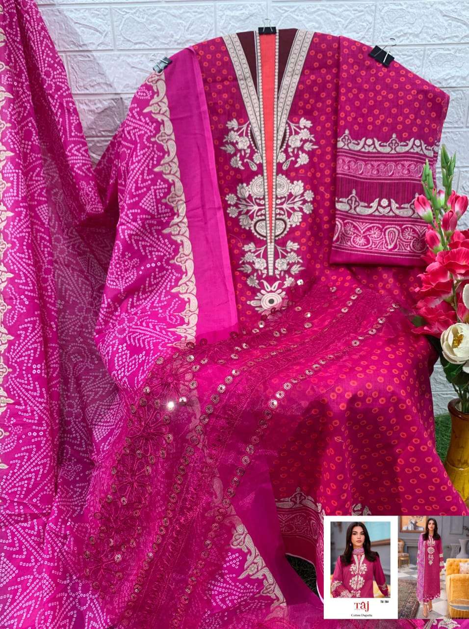 TAJ CREATION D NO 564 TO 566 COTTON FANCY WORK SALWAR KAMEEZ 