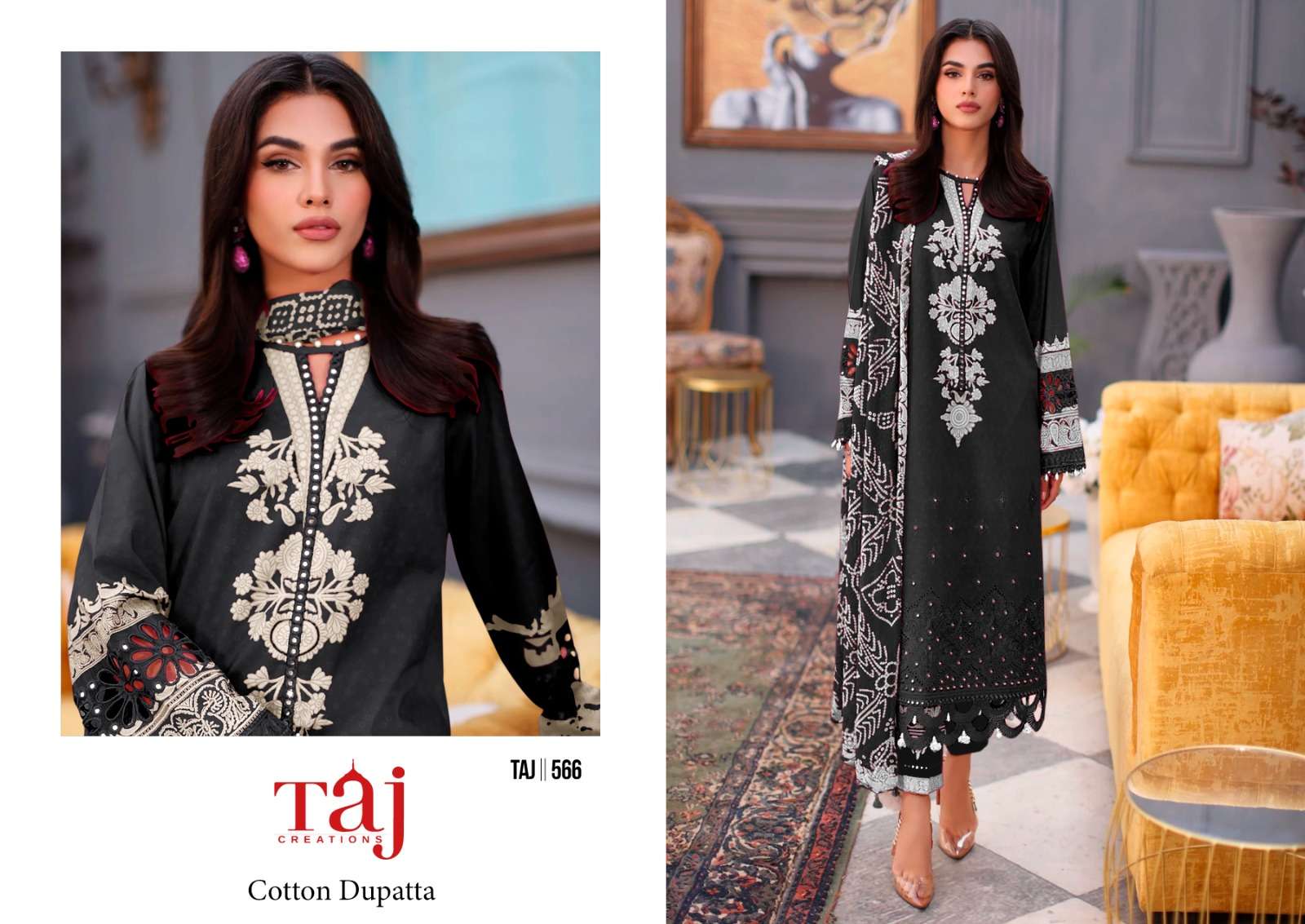TAJ CREATION D NO 564 TO 566 COTTON FANCY WORK SALWAR KAMEEZ 