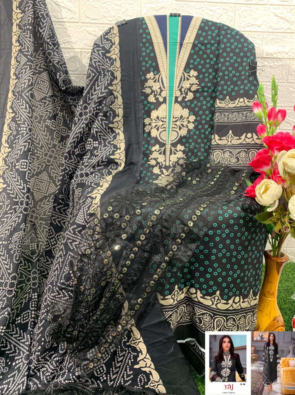 TAJ CREATION D NO 564 TO 566 COTTON FANCY WORK SALWAR KAMEEZ 