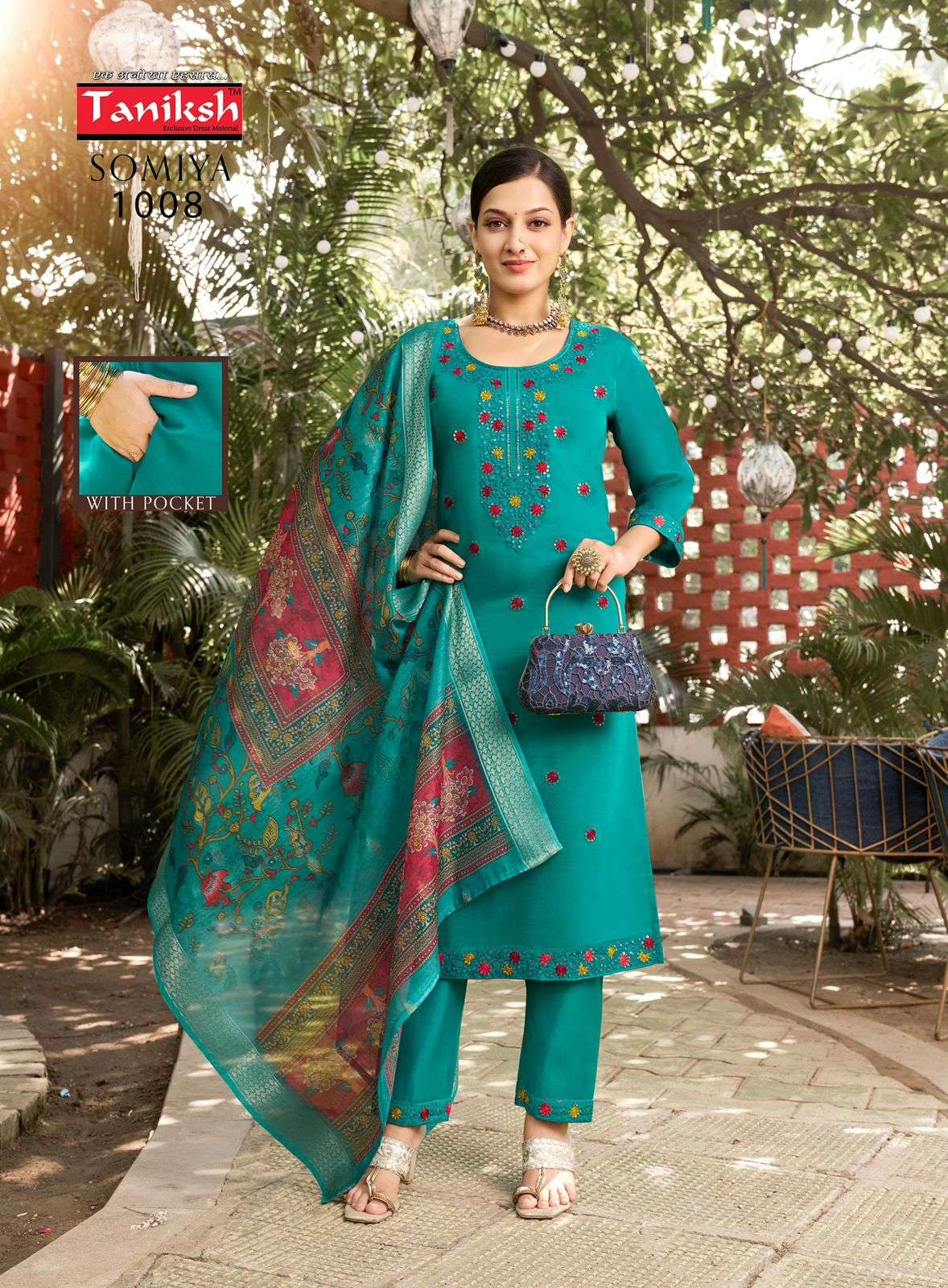TANIKSH SOMIYA VOL 1 SILK FANCY EMBROIDERY WORKS KURTI COMBO SET 