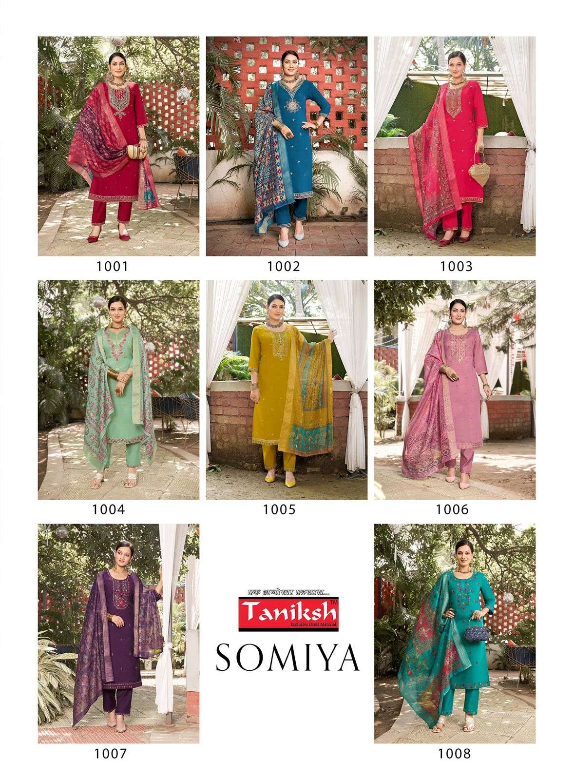 TANIKSH SOMIYA VOL 1 SILK FANCY EMBROIDERY WORKS KURTI COMBO SET 