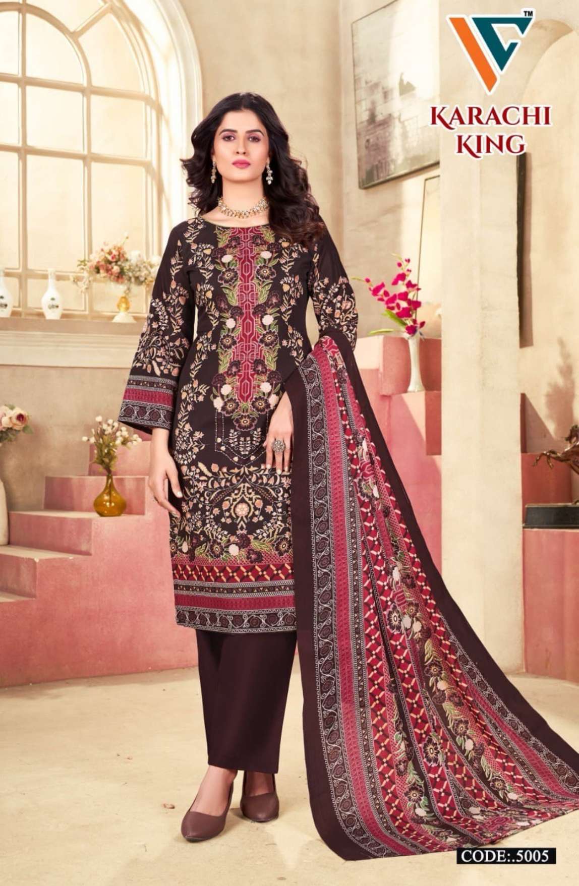 VANDANA‎‎‎ CREATION KARACHI KING VOL 5 COTTON DIGITAL PRINTS SALWAR SUIT