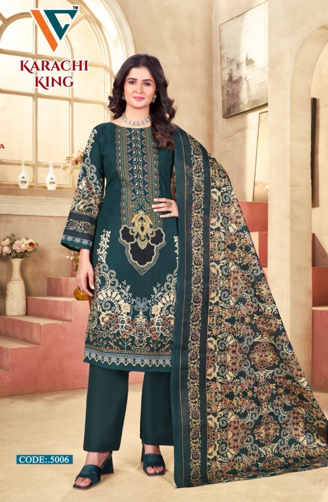 VANDANA‎‎‎ CREATION KARACHI KING VOL 5 COTTON DIGITAL PRINTS SALWAR SUIT