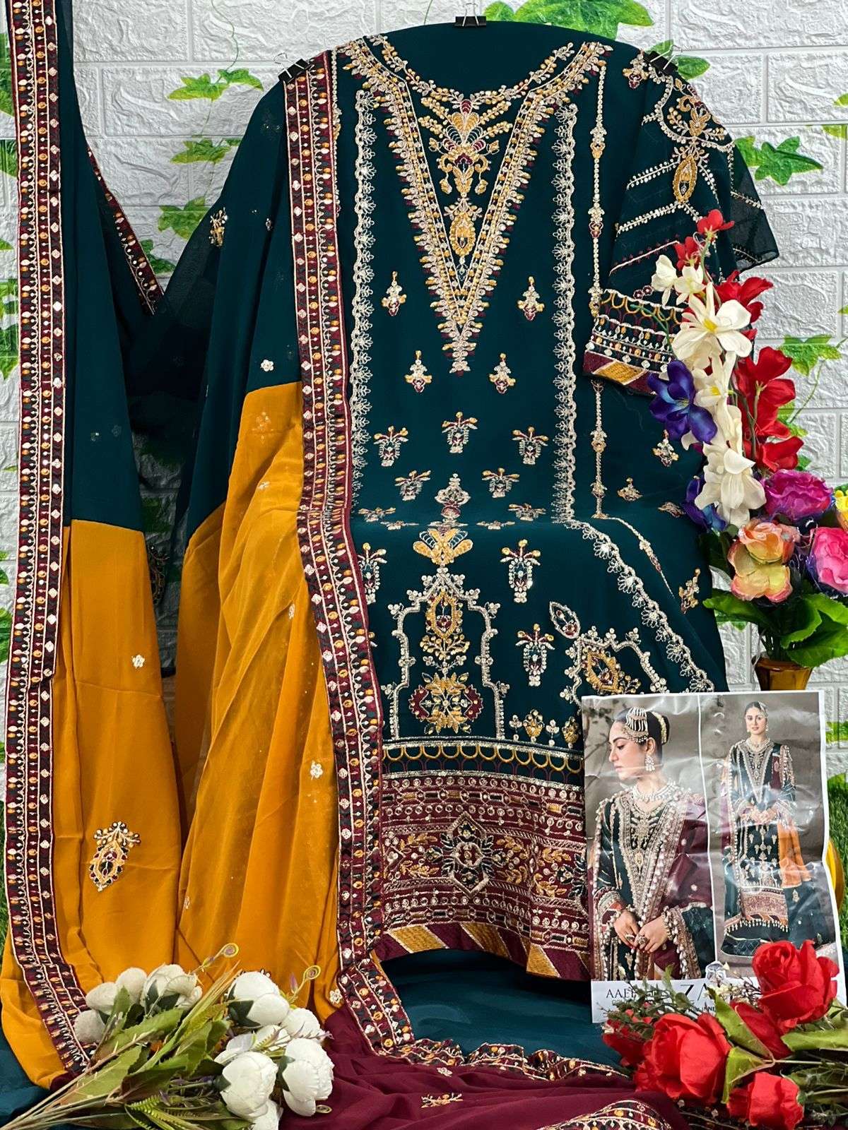 ZAHA DESIGN NO - 10112 A GEORGETTE HEAVY EMBROIDERED PARTY WEAR SUIT 