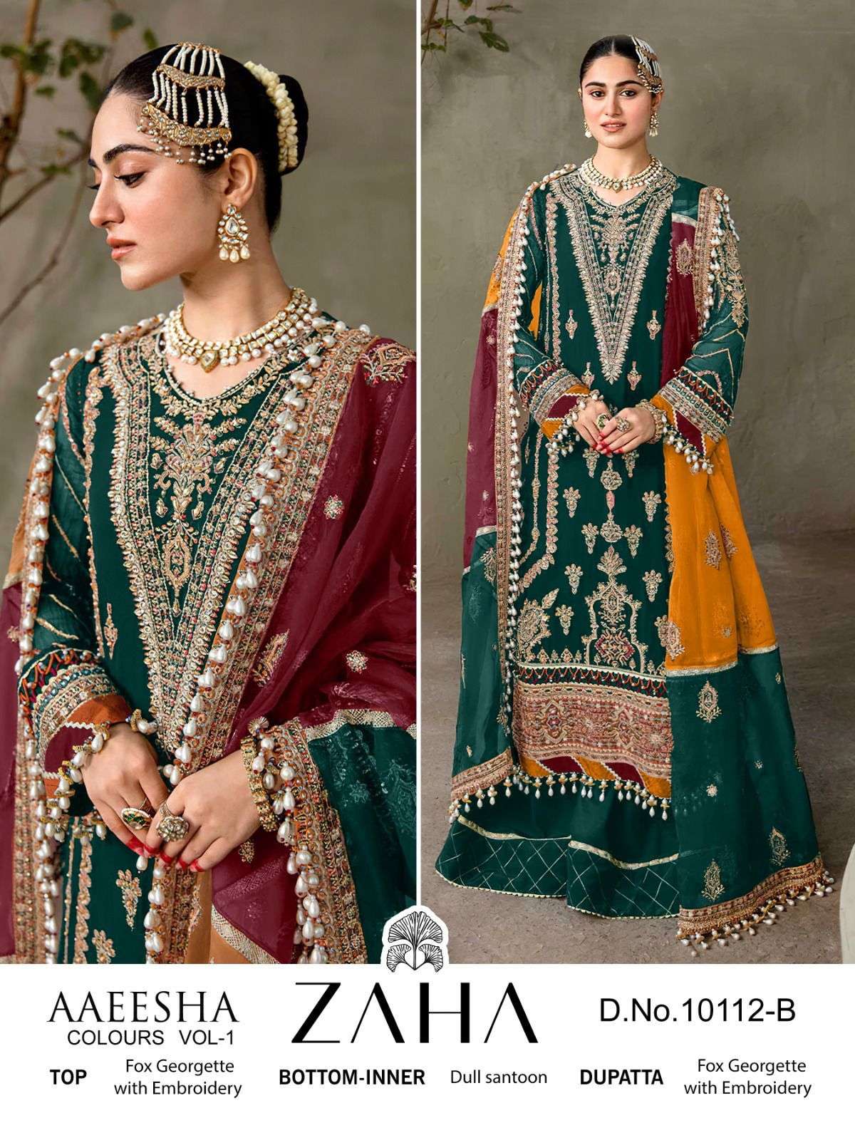ZAHA DESIGN NO - 10112 A GEORGETTE HEAVY EMBROIDERED PARTY WEAR SUIT 