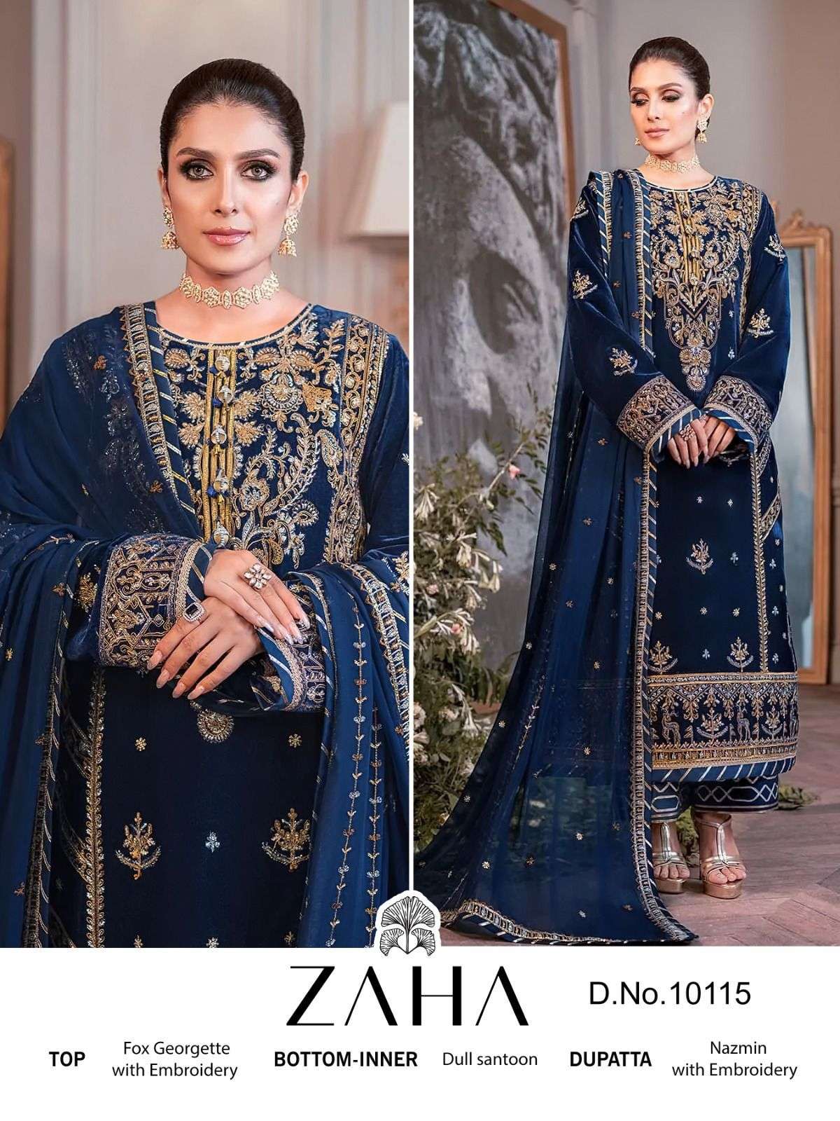 ZAHA DESIGN NO - 10115 GEORGETTE HEAVY EMBROIDERED PAKISTANI SUIT