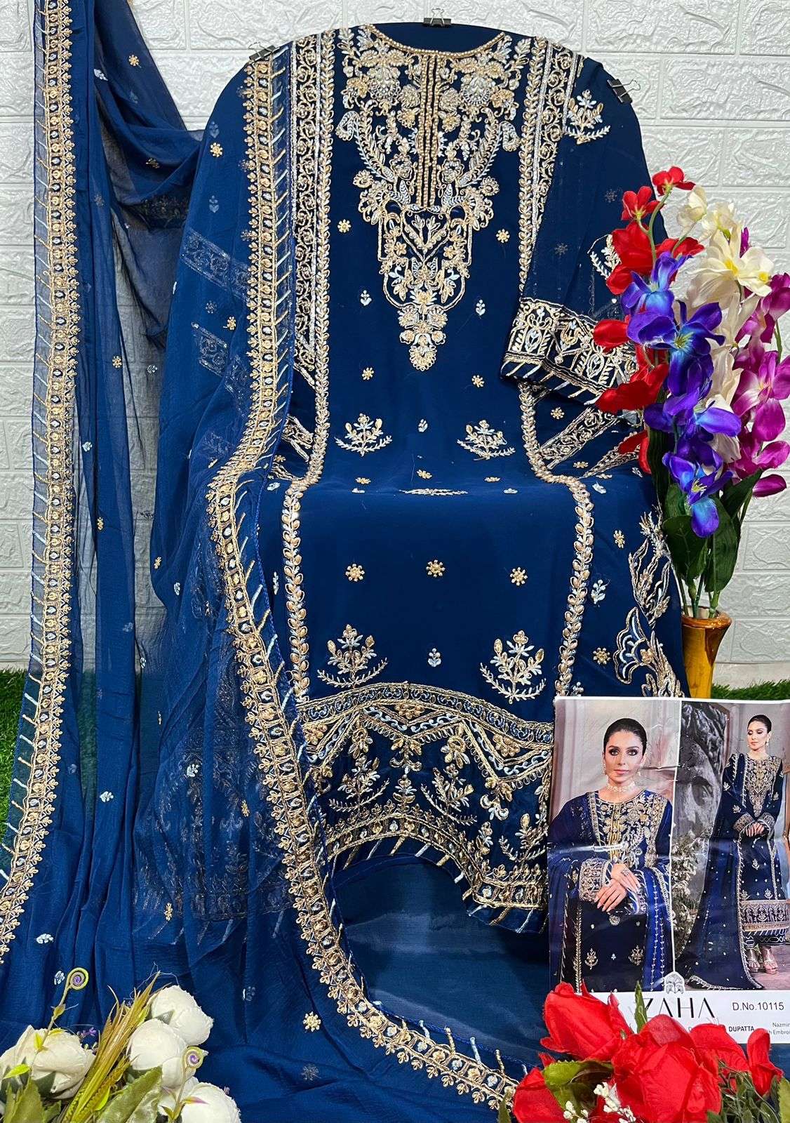 ZAHA DESIGN NO - 10115 GEORGETTE HEAVY EMBROIDERED PAKISTANI SUIT