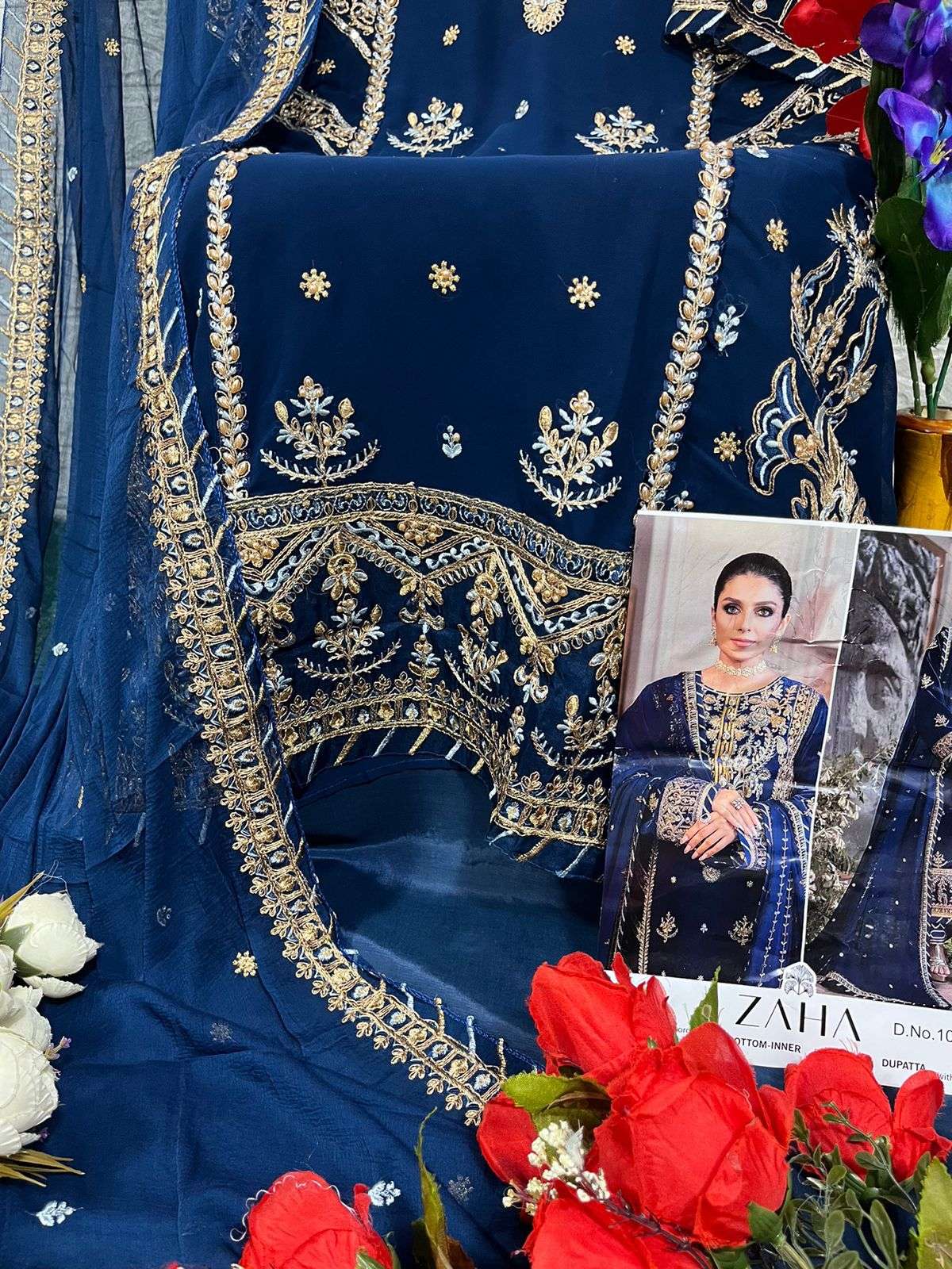 ZAHA DESIGN NO - 10115 GEORGETTE HEAVY EMBROIDERED PAKISTANI SUIT