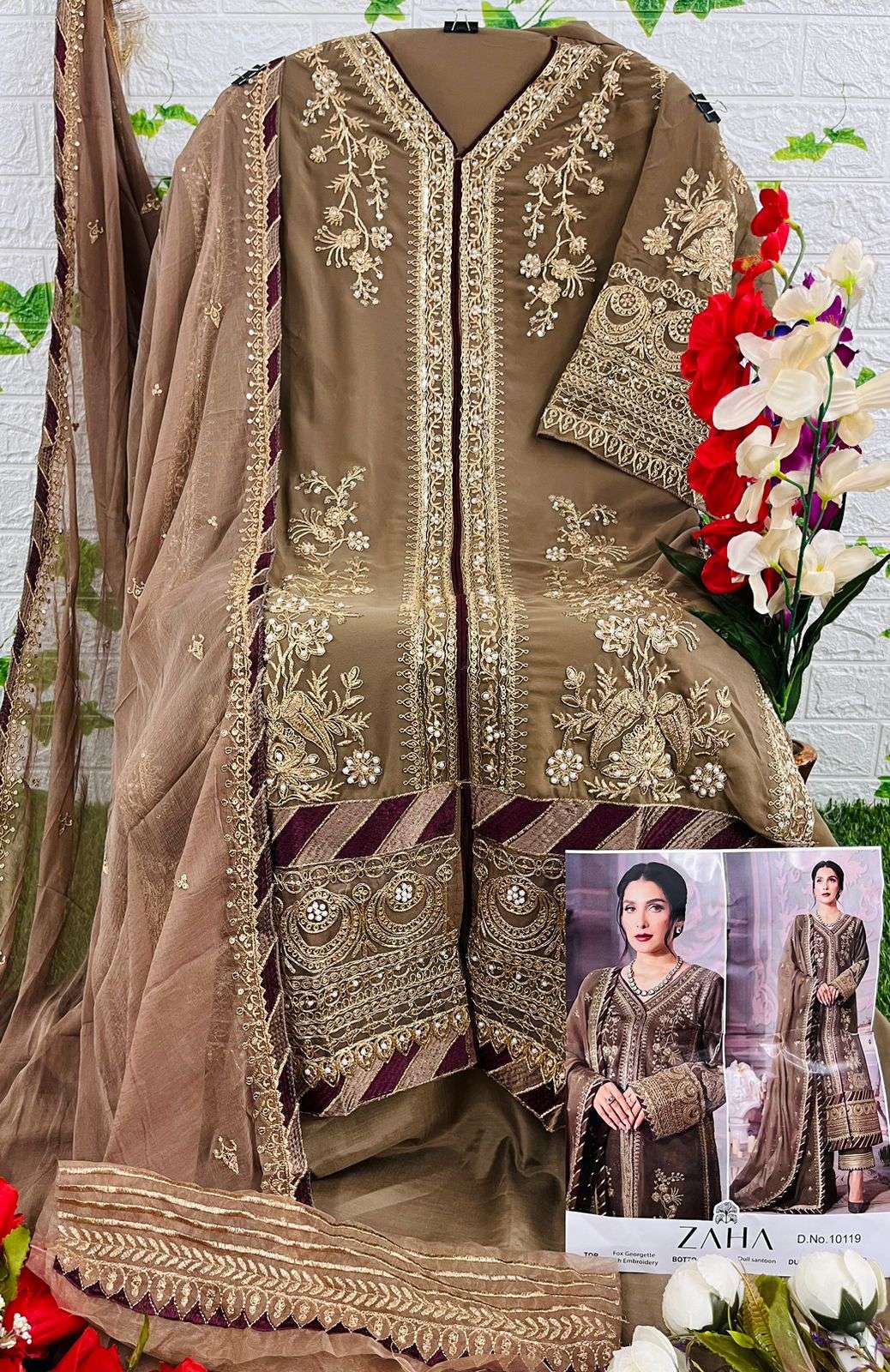 ZAHA DESIGN NO - 10119 GEORGETTE HEAVY EMBROIDERED PAKISTANI SUIT