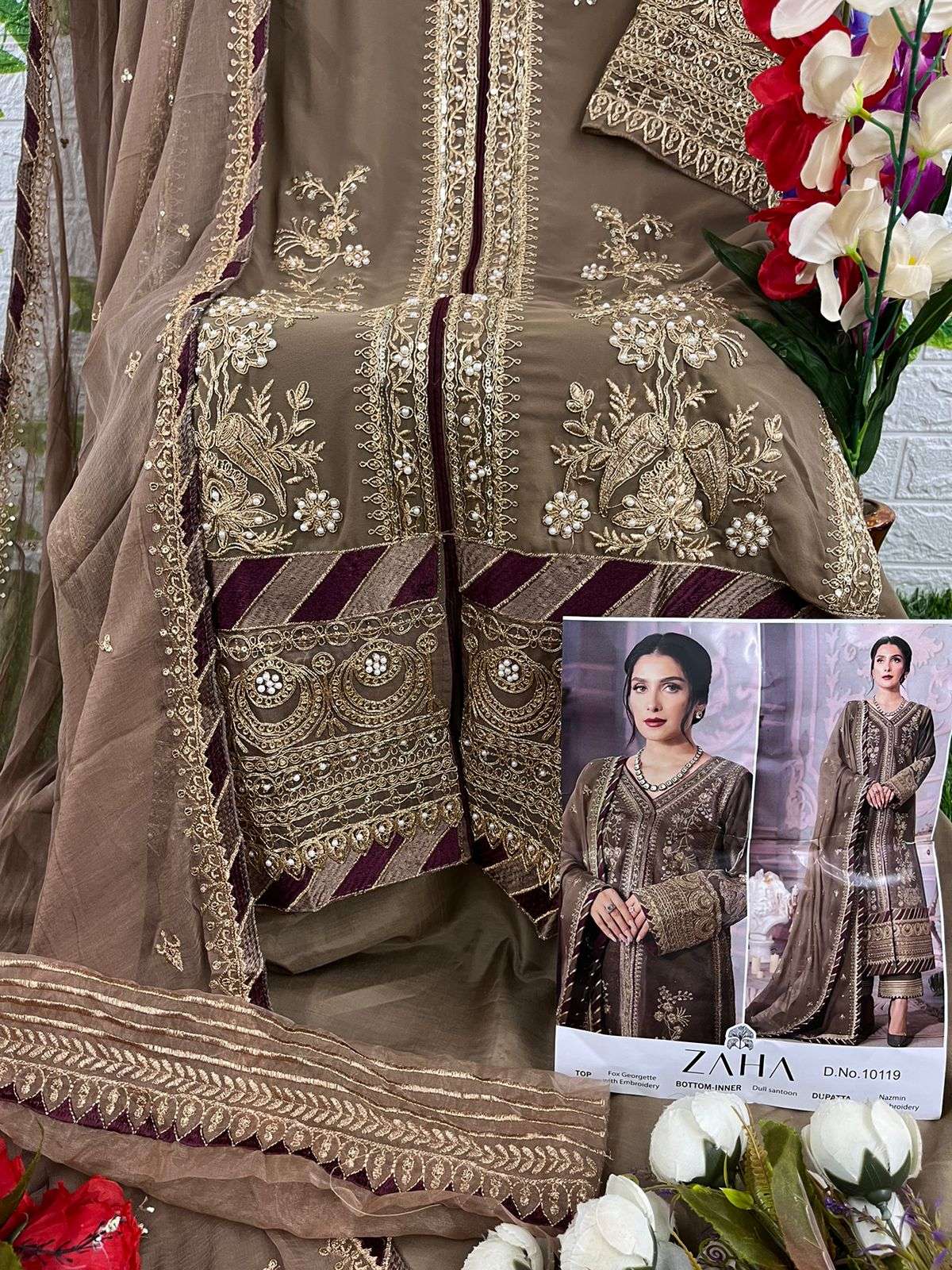 ZAHA DESIGN NO - 10119 GEORGETTE HEAVY EMBROIDERED PAKISTANI SUIT
