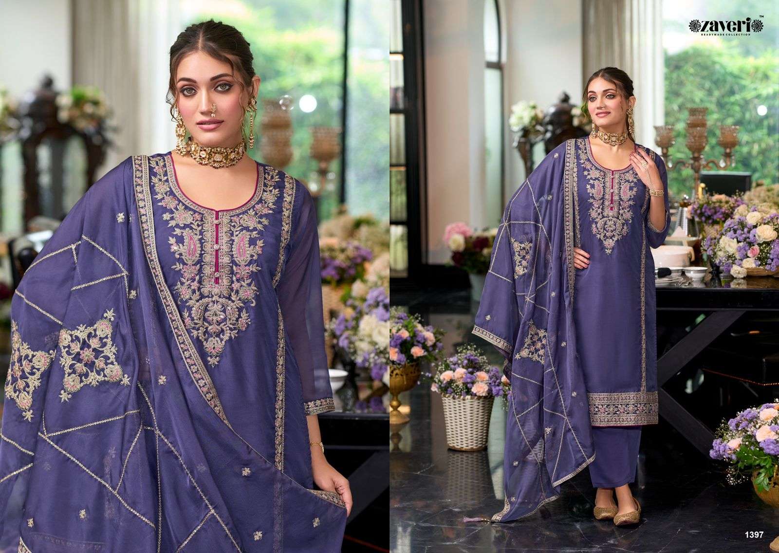ZAVERI WOMAN BEAUTY MOON ORGANZA EMBROIDERY DESIGNER LADIES SUIT