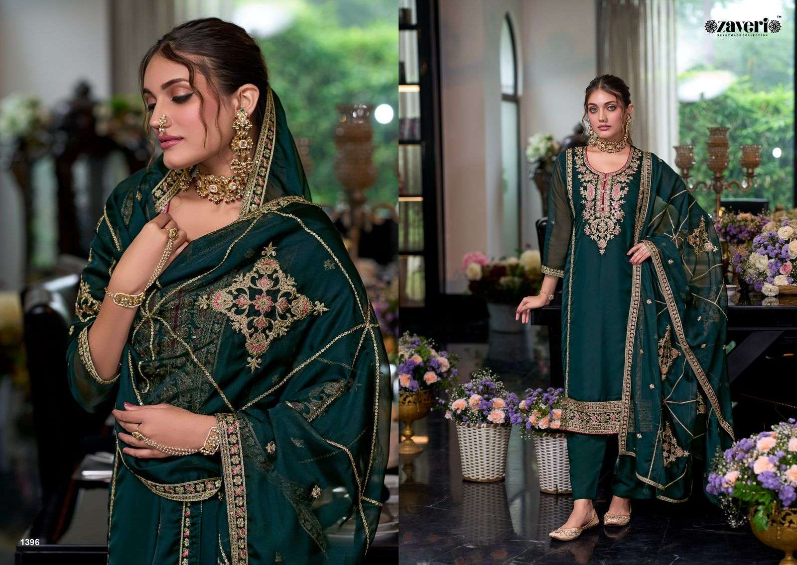 ZAVERI WOMAN BEAUTY MOON ORGANZA EMBROIDERY DESIGNER LADIES SUIT