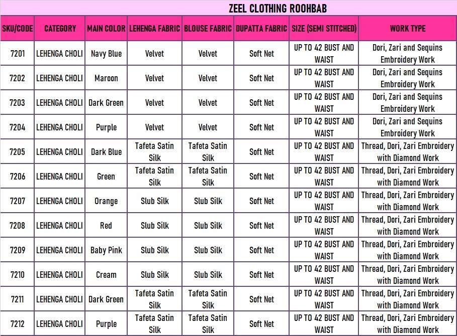 ZEEL CLOTHING ROOHBAB VELVET HEAVY DESIGNER LEHENGA CHOLI