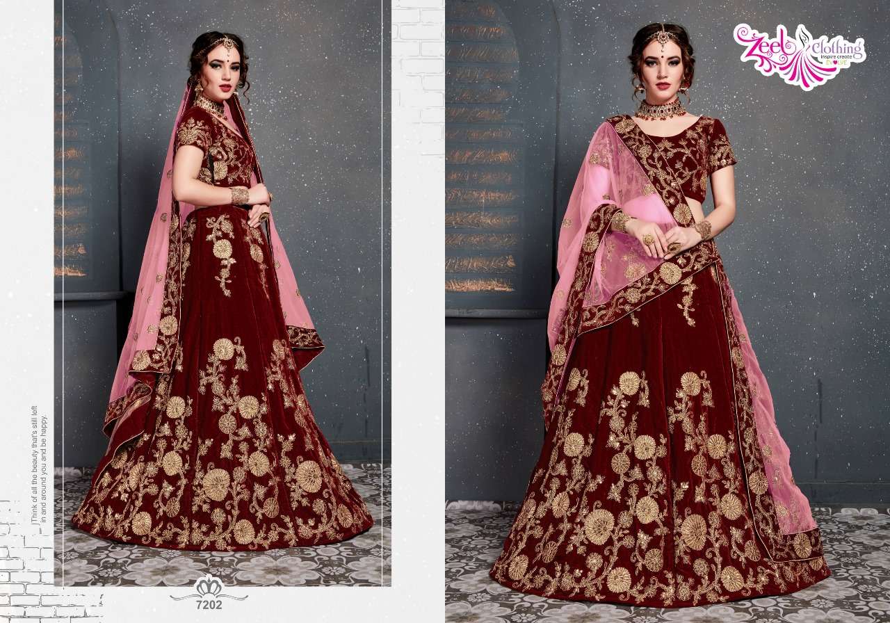 ZEEL CLOTHING ROOHBAB VELVET HEAVY DESIGNER LEHENGA CHOLI