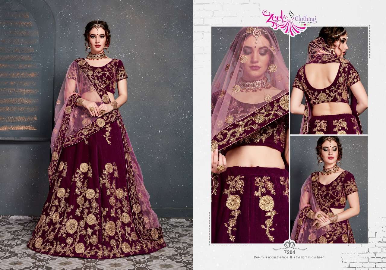 ZEEL CLOTHING ROOHBAB VELVET HEAVY DESIGNER LEHENGA CHOLI