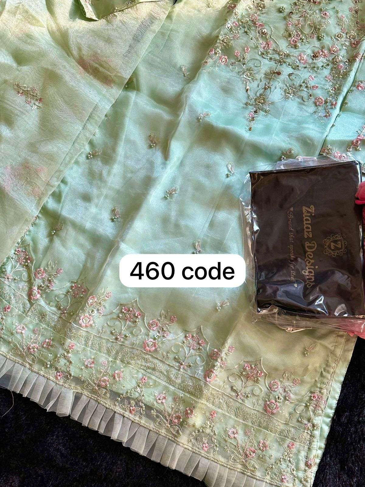 ZIAAZ DESIGNS CODE NO - 460 BEAUTIFUL DESIGN ORGANZA HEAVY EMBROIDERED WITH HANDWORK PARTY WEAR SUIT