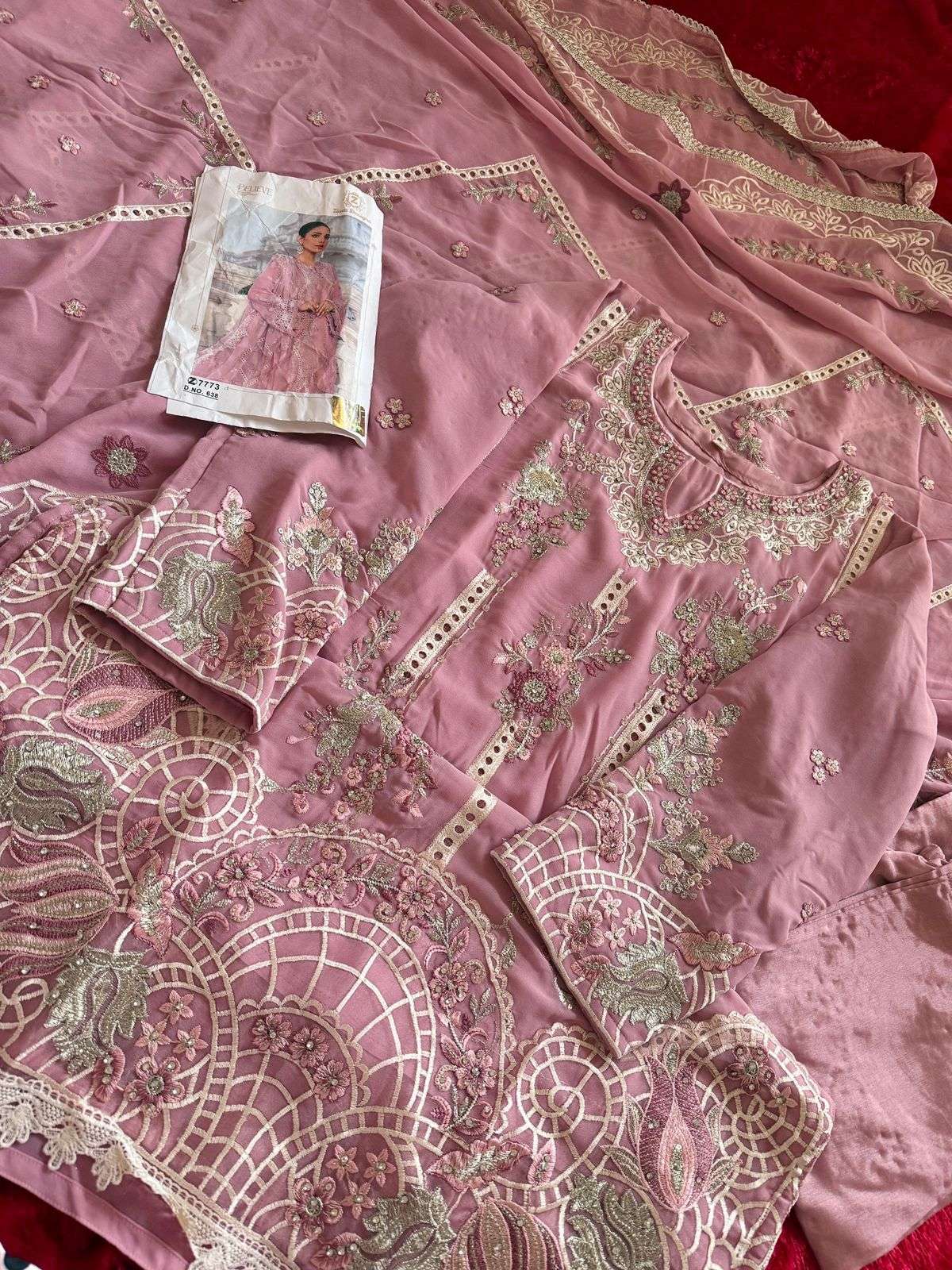 ZIAAZ DESIGNS CODE NO - 638 AMAZING GEORGETTE EMBOIDERED PARTY WEAR SUIT