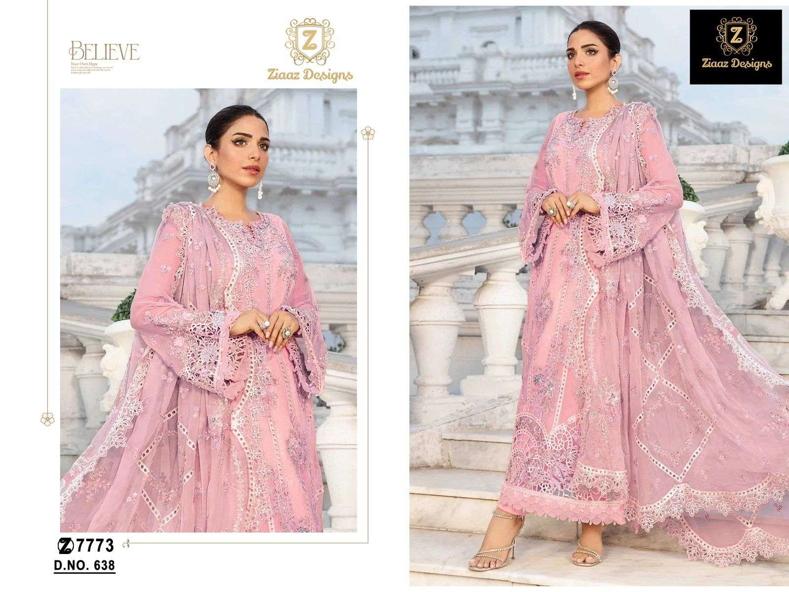 ZIAAZ DESIGNS CODE NO - 638 AMAZING GEORGETTE EMBOIDERED PARTY WEAR SUIT