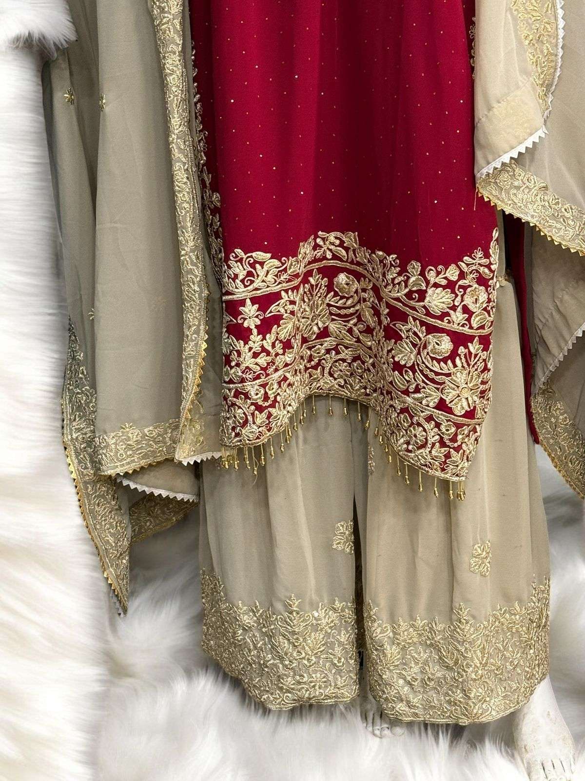 ZIAAZ DESIGNS CODE NO - 663 GEORGETTE BEAUTIFUL HEAVY EMBROIDERED CODING WORK PARTY WEAR SUIT