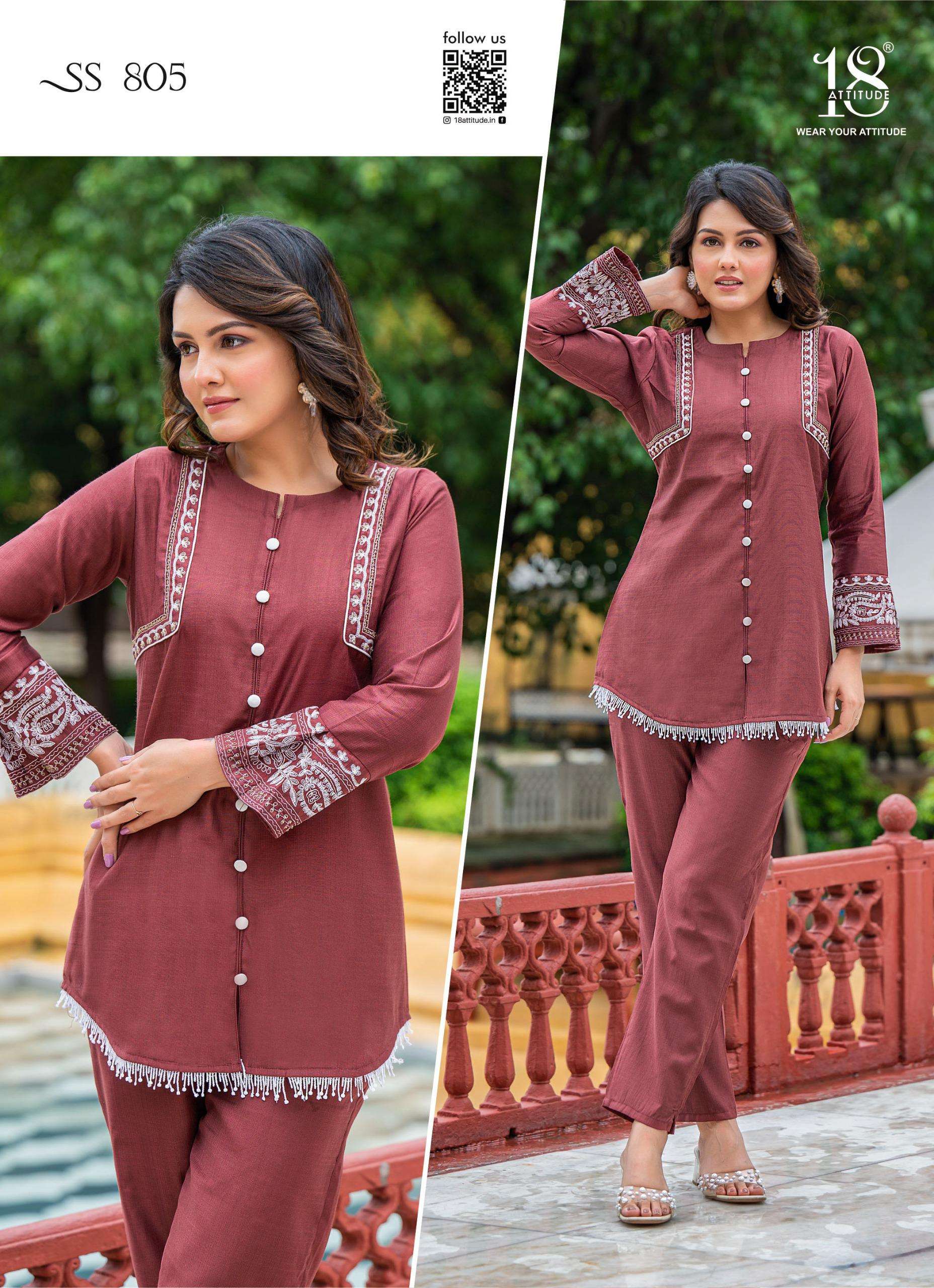 18 ATTITUDE SHO SHAA VOL 8 VISCOSE FANCY STYLISH CO-ORD SET