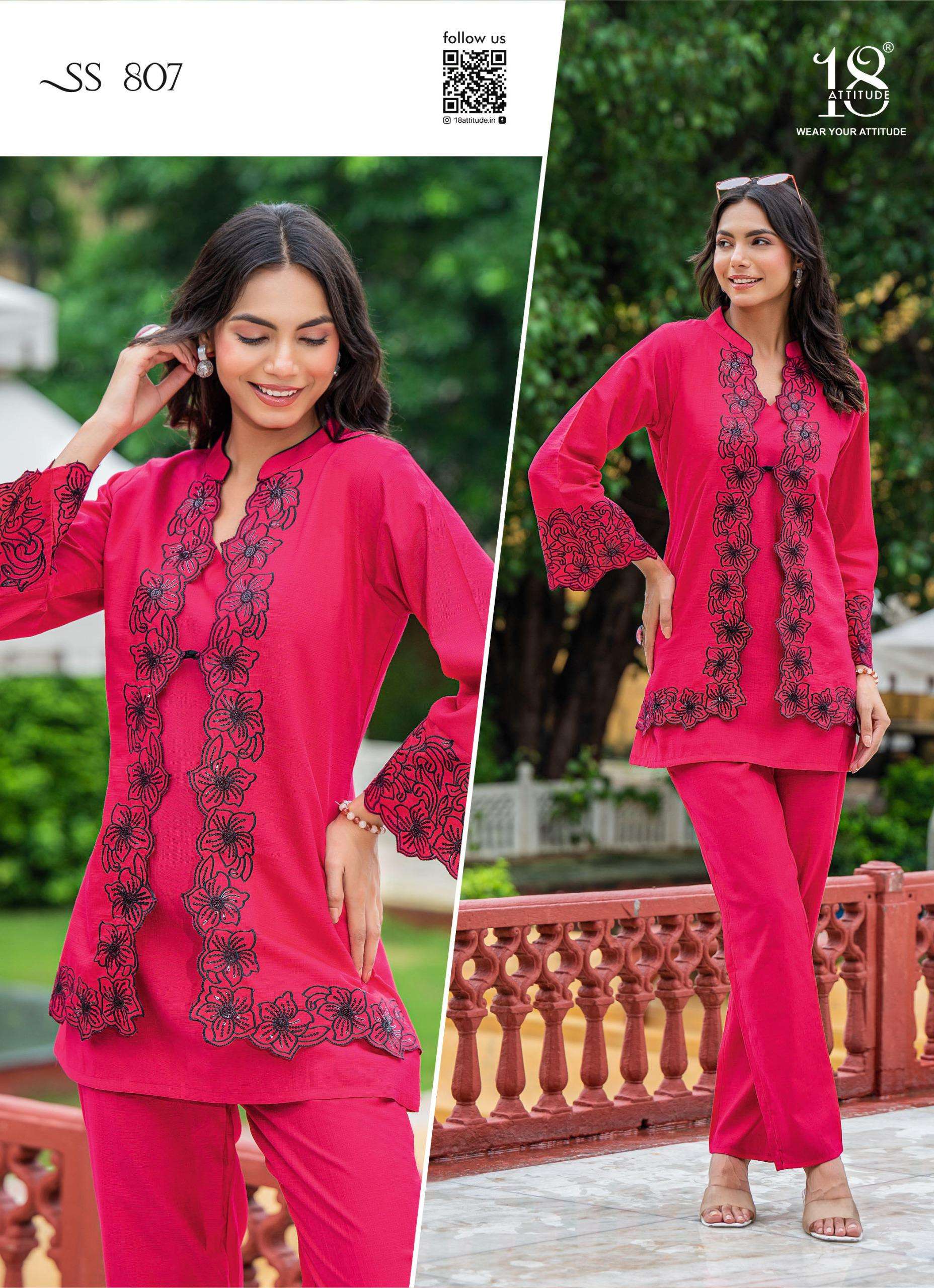 18 ATTITUDE SHO SHAA VOL 8 VISCOSE FANCY STYLISH CO-ORD SET