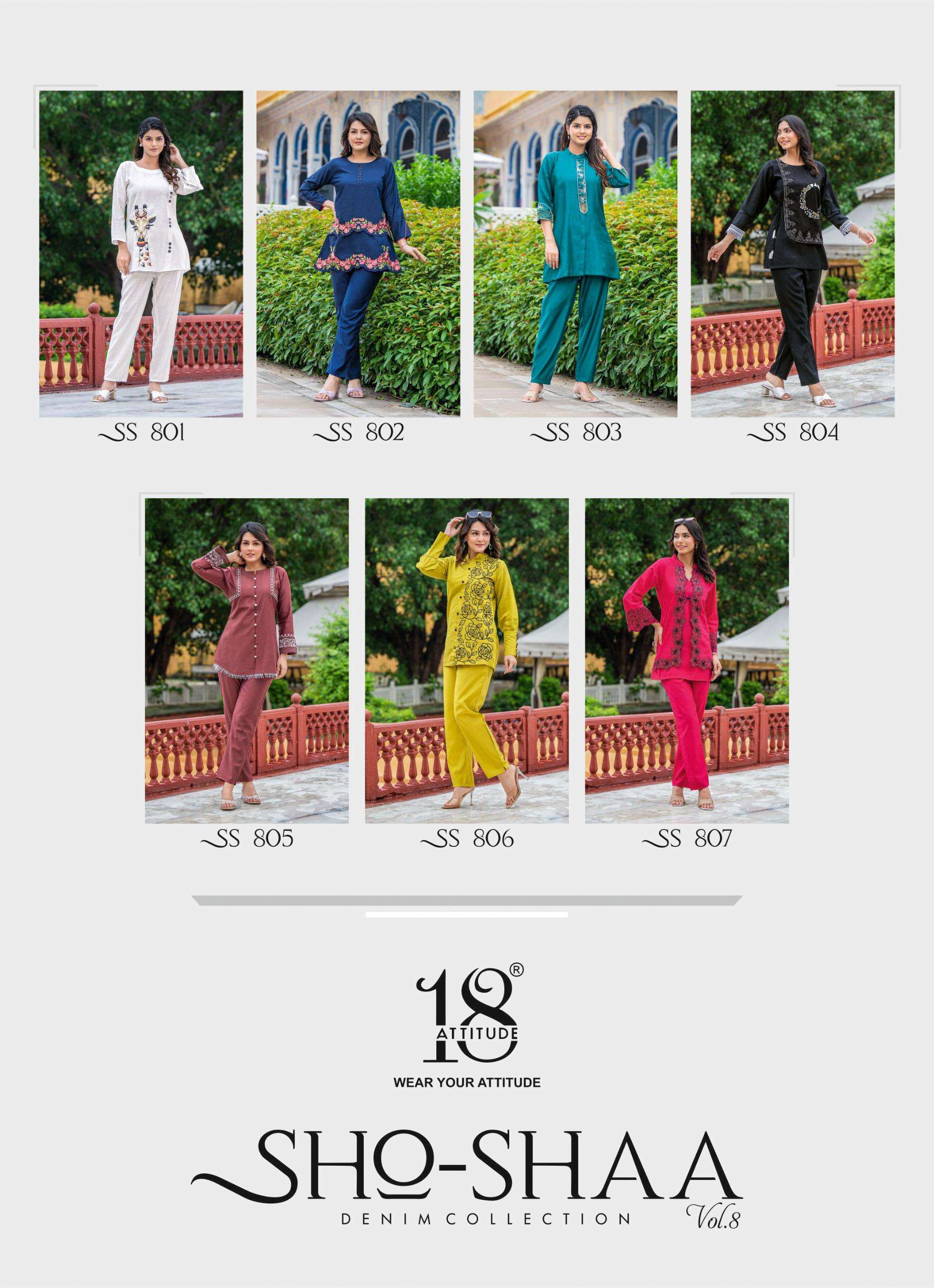18 ATTITUDE SHO SHAA VOL 8 VISCOSE FANCY STYLISH CO-ORD SET