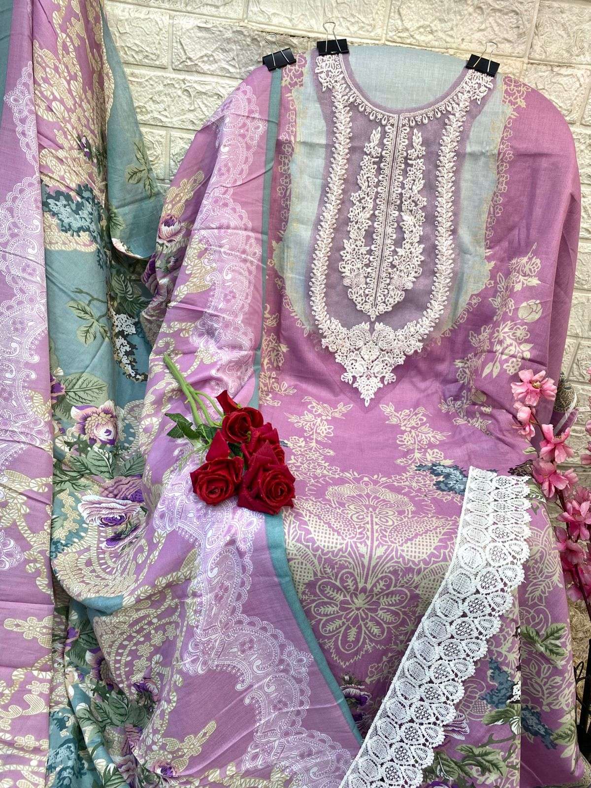 AASHA DESIGNER DESIGN NO - 1141 AB PURE COTTON PRINT EXCLUSIVE PATCH EMBROIDERED SALWAR SUIT
