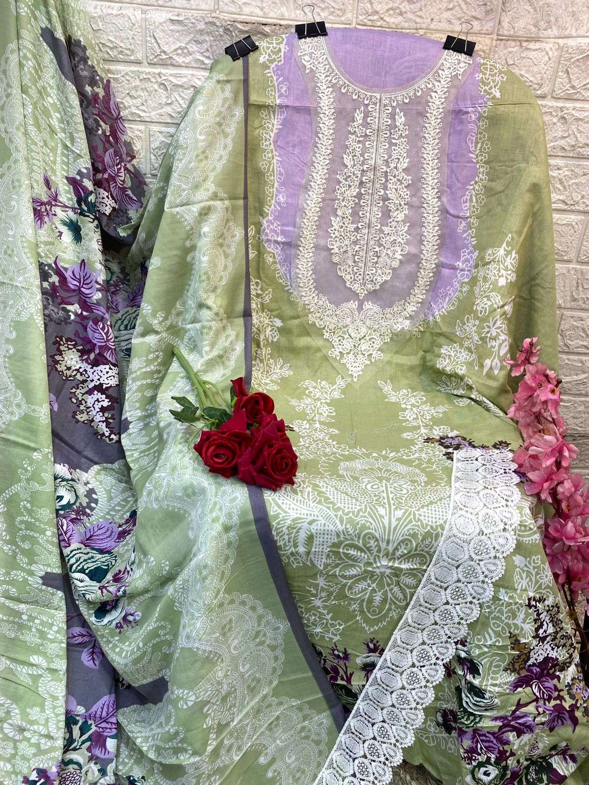 AASHA DESIGNER DESIGN NO - 1141 AB PURE COTTON PRINT EXCLUSIVE PATCH EMBROIDERED SALWAR SUIT
