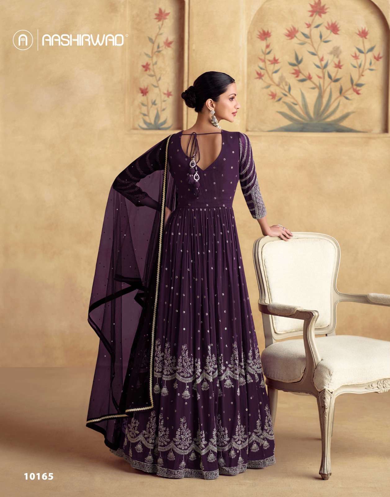 AASHIRWAD CREATION ALFAAZ GOLD HEAVY DESIGNER LONG GOWN DRESS