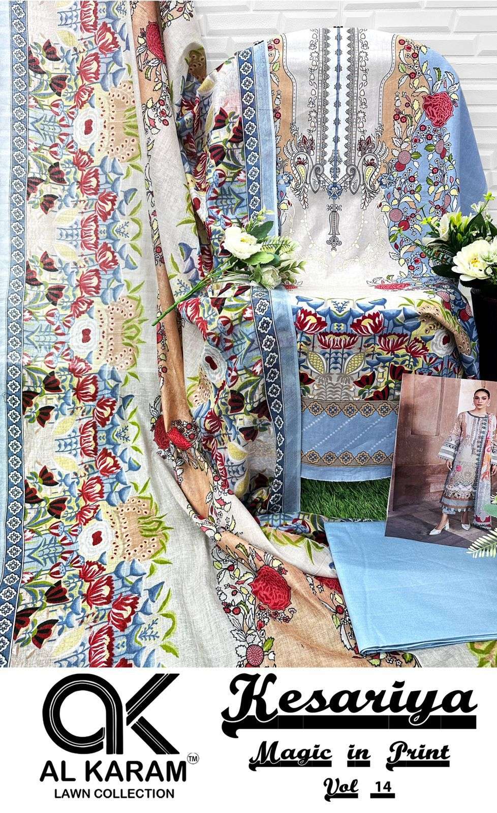 AL KARAM KESARIYA MAGIC IN PRINT VOL 14 COTTON DIGITAL PRINTS SALWAR SUIT