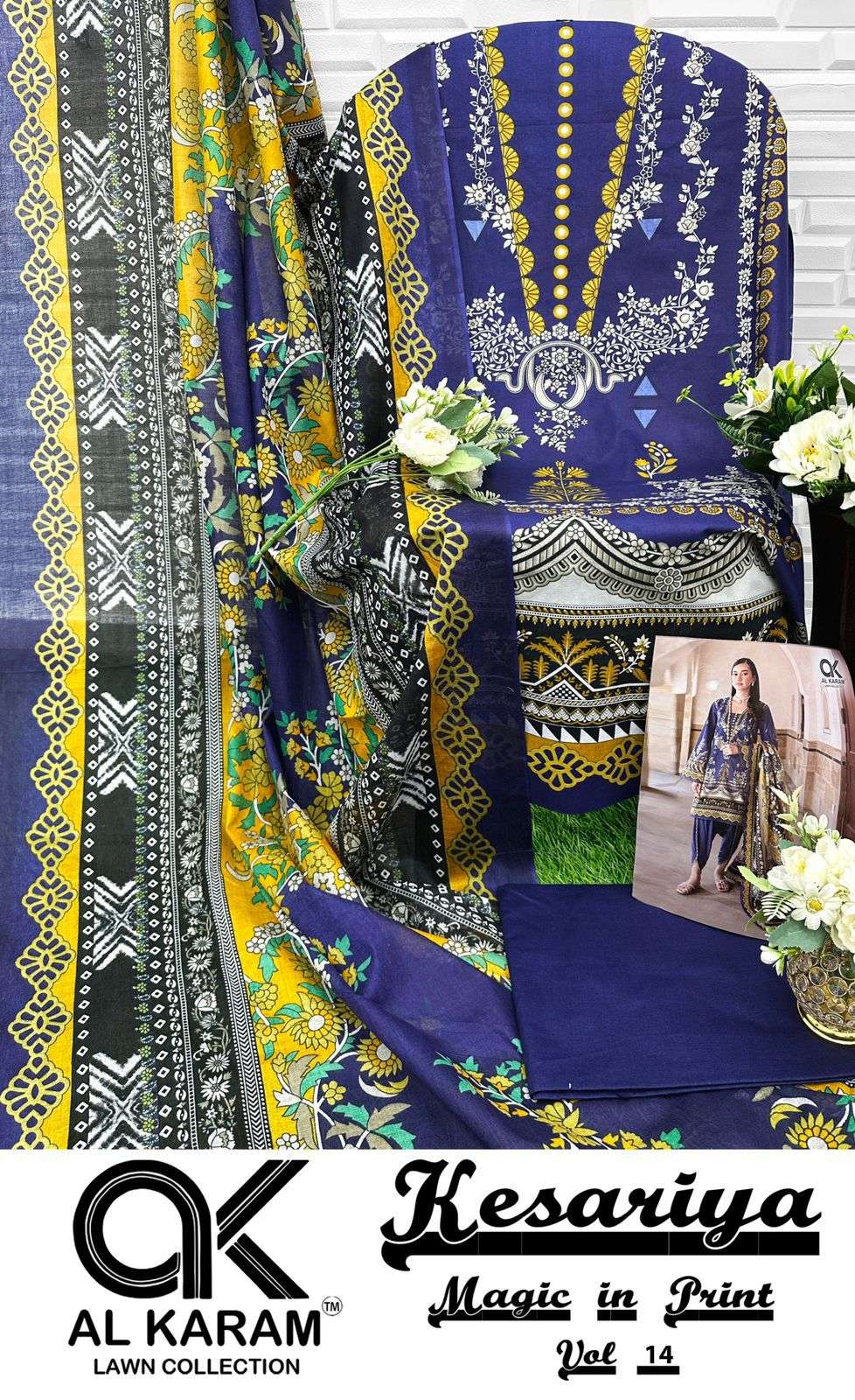 AL KARAM KESARIYA MAGIC IN PRINT VOL 14 COTTON DIGITAL PRINTS SALWAR SUIT
