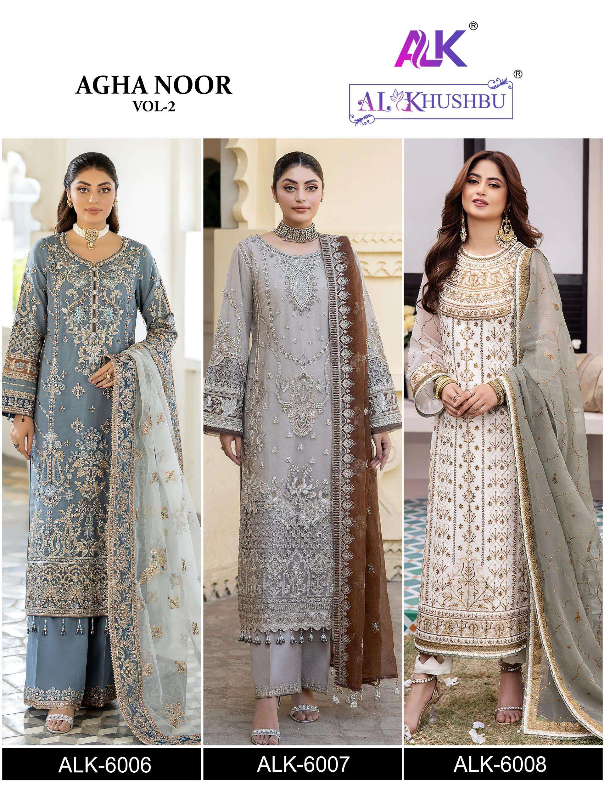 AL KHUSHBU DESIGN NO - 6006-6007-6008 GEORGETTE HEAVY EMBROIDERED PAKISTANI SUIT