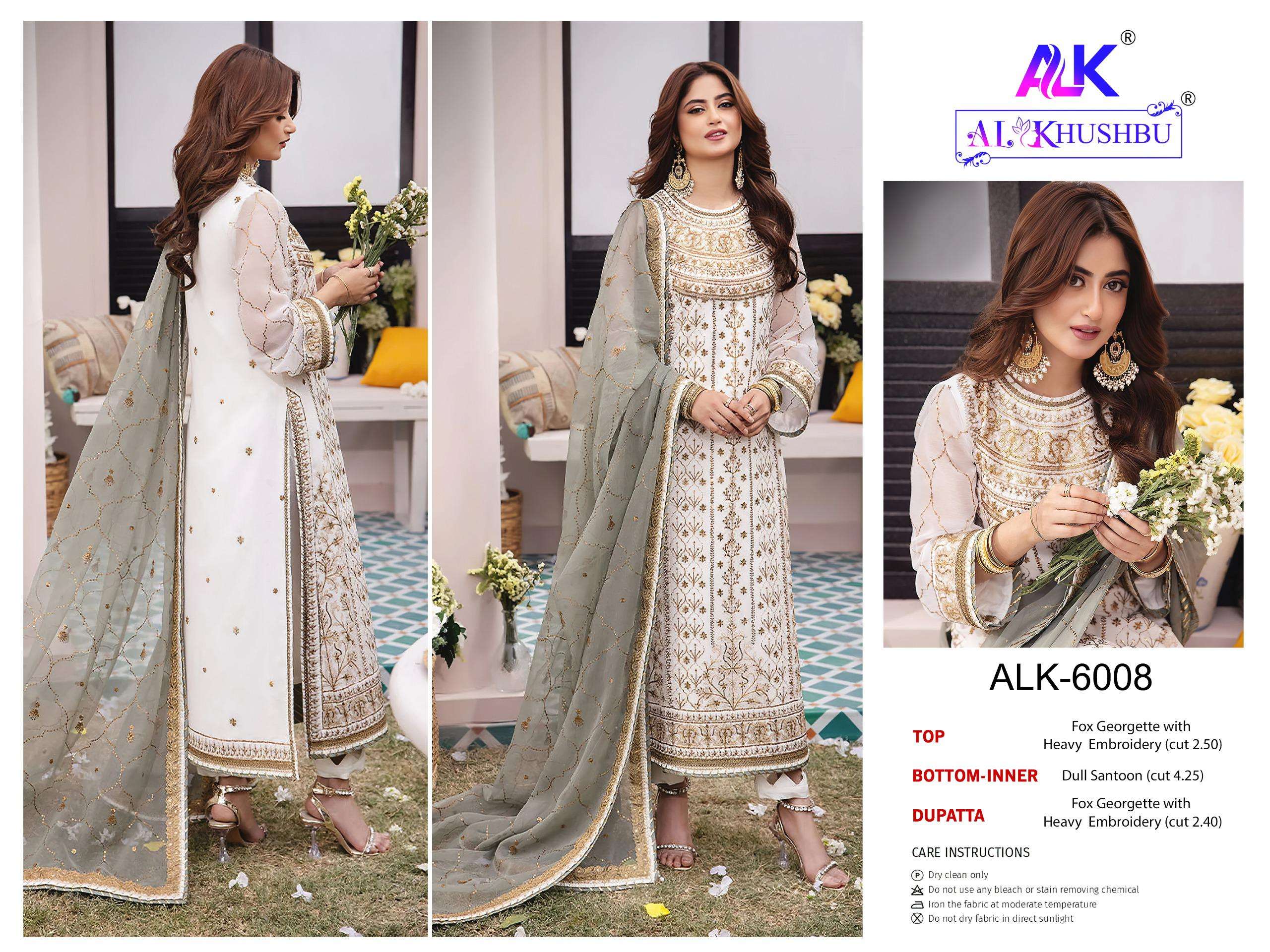 AL KHUSHBU DESIGN NO - 6006-6007-6008 GEORGETTE HEAVY EMBROIDERED PAKISTANI SUIT