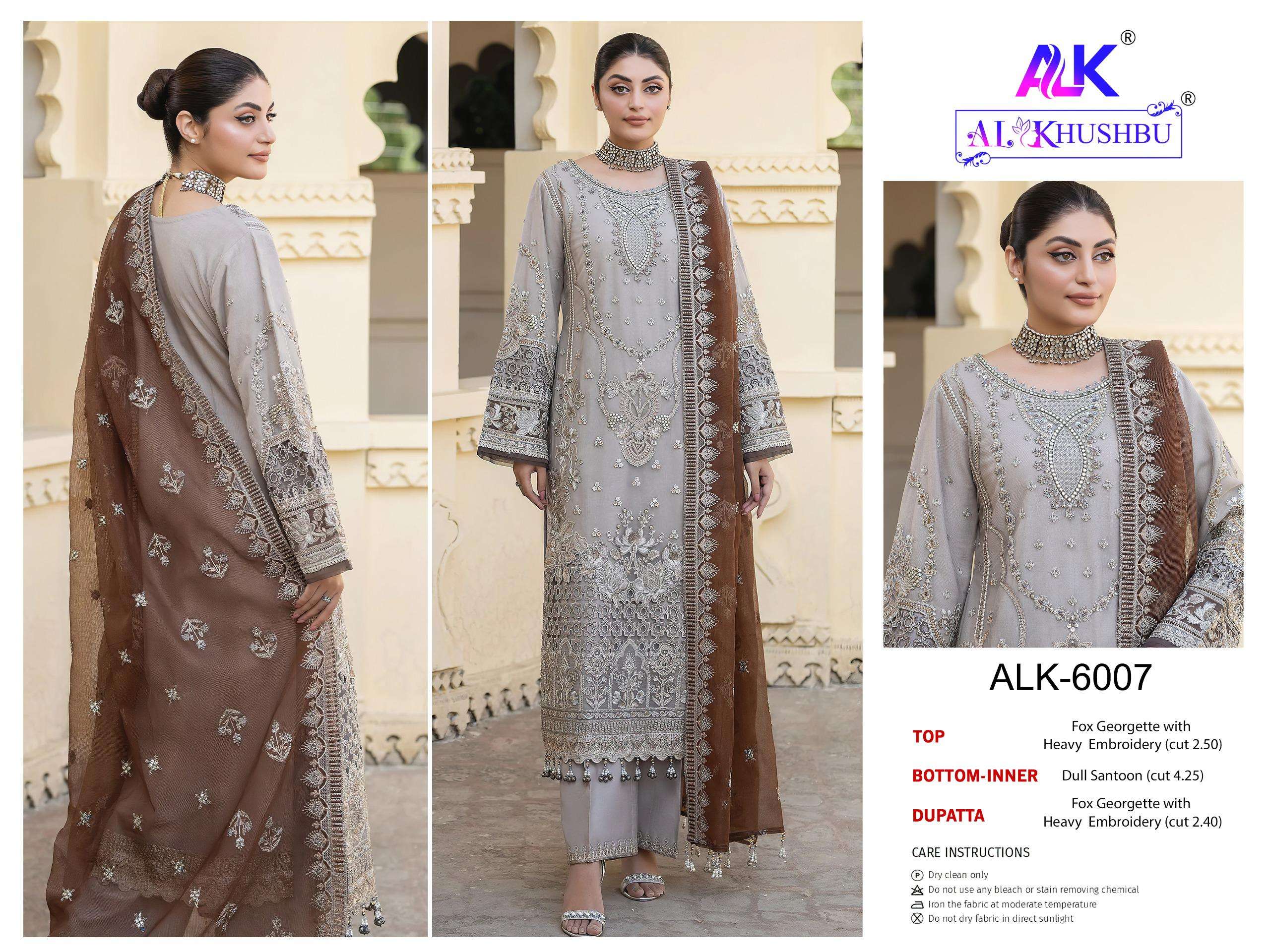 AL KHUSHBU DESIGN NO - 6006-6007-6008 GEORGETTE HEAVY EMBROIDERED PAKISTANI SUIT