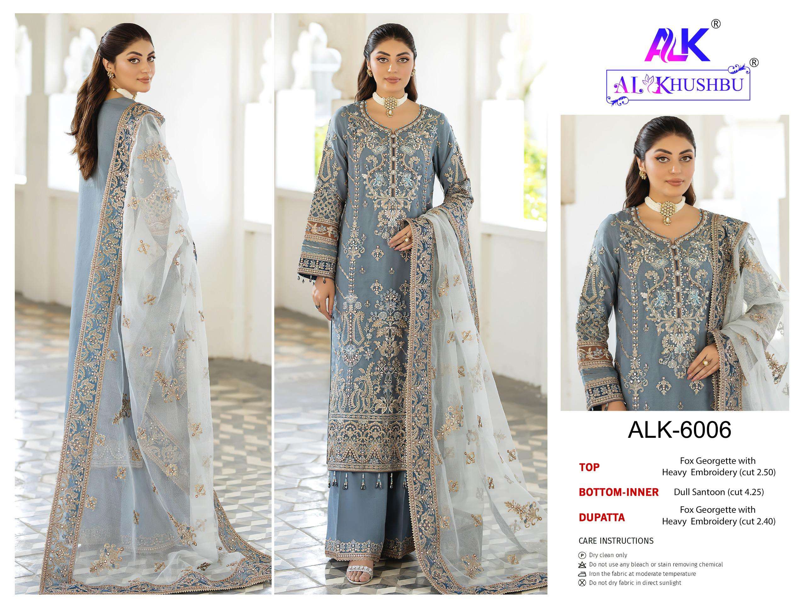 AL KHUSHBU DESIGN NO - 6006-6007-6008 GEORGETTE HEAVY EMBROIDERED PAKISTANI SUIT
