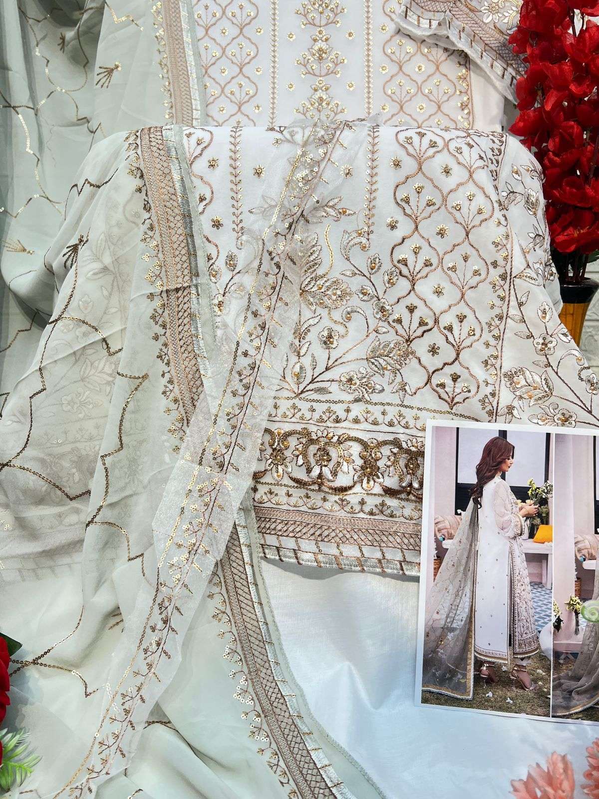 AL KHUSHBU DESIGN NO - 6006-6007-6008 GEORGETTE HEAVY EMBROIDERED PAKISTANI SUIT