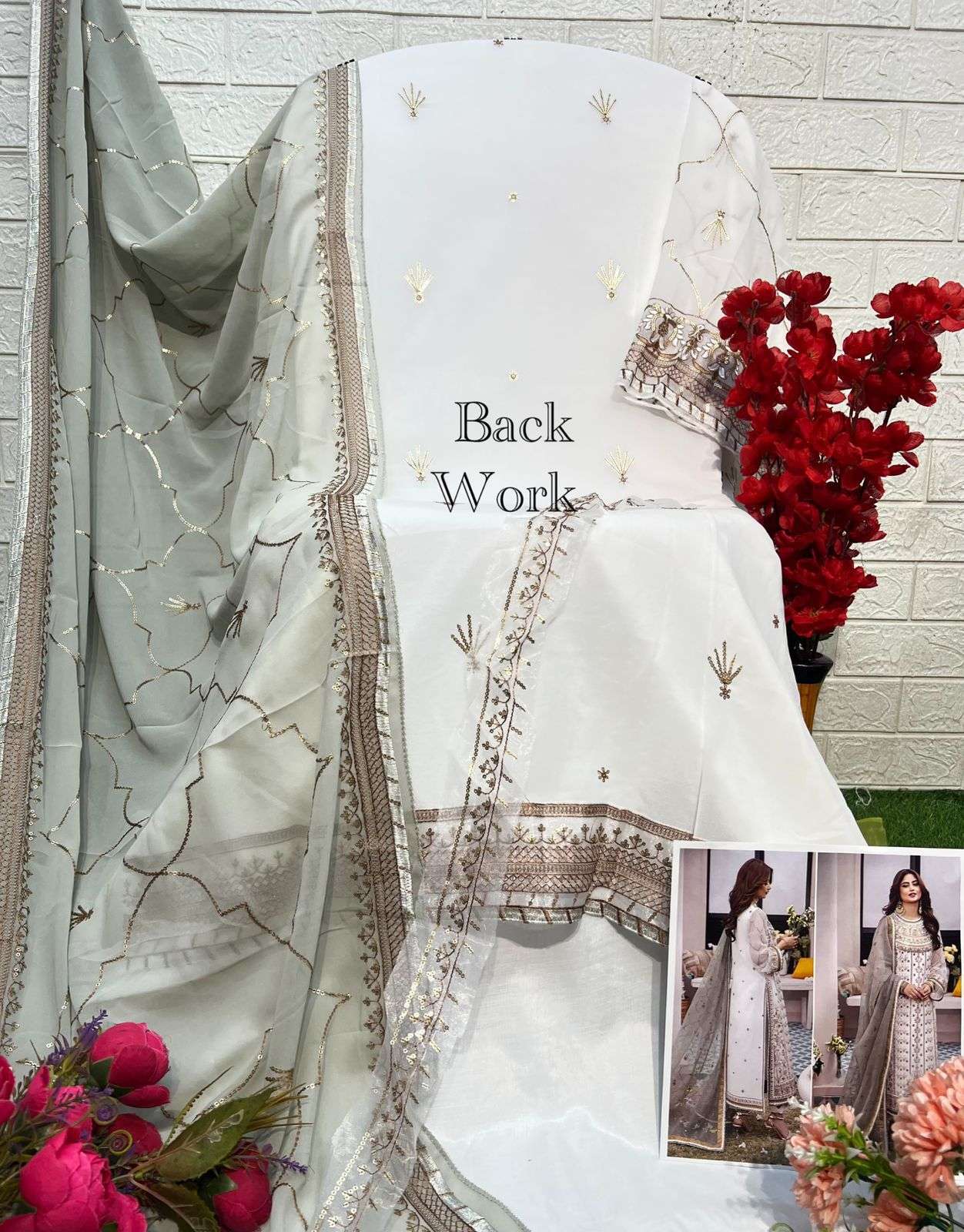 AL KHUSHBU DESIGN NO - 6006-6007-6008 GEORGETTE HEAVY EMBROIDERED PAKISTANI SUIT