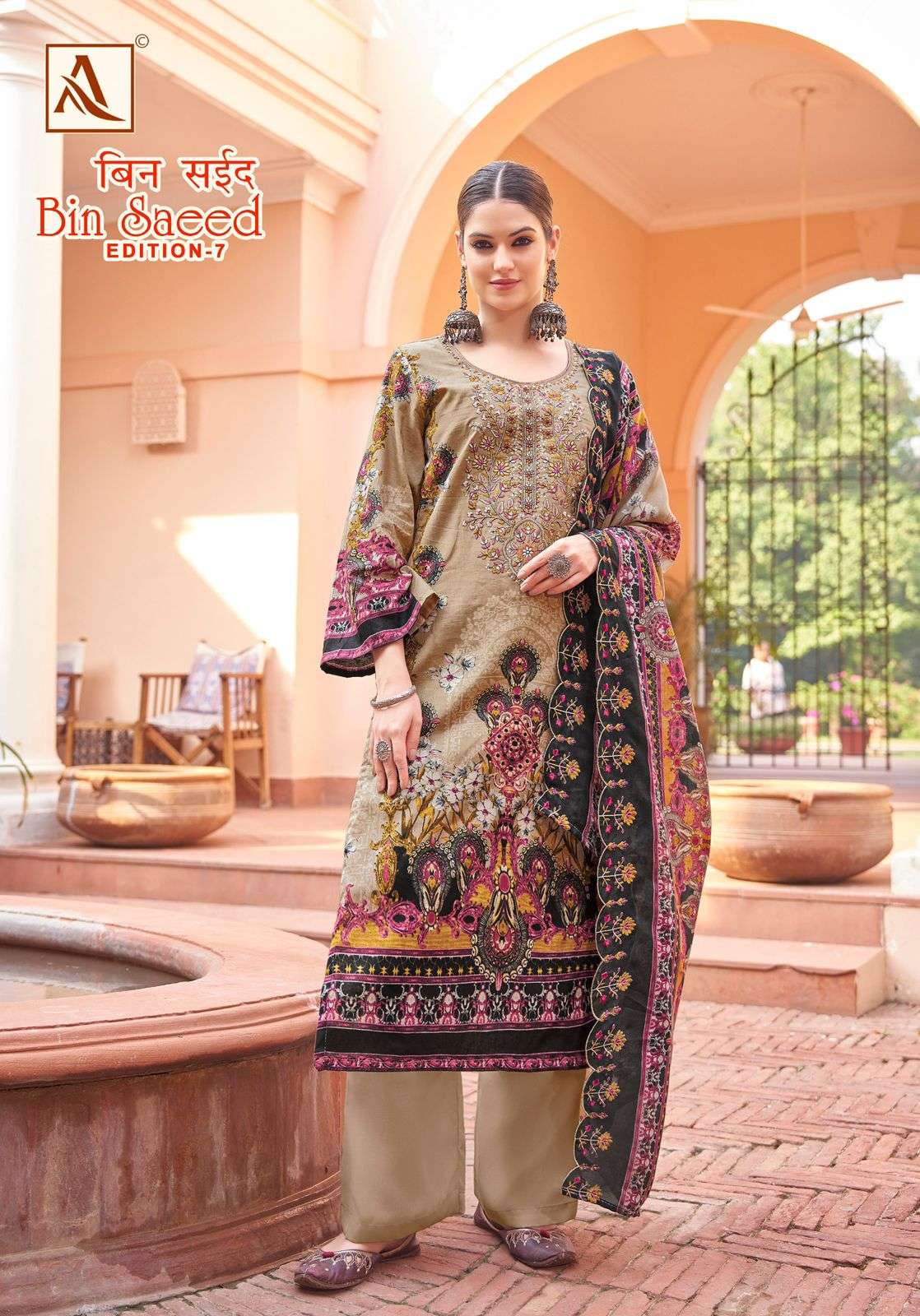 ALOK SUITS BIN SAEED VOL 7 COTTON DIGITAL PRINTS WITH FANCY WORK SUIT